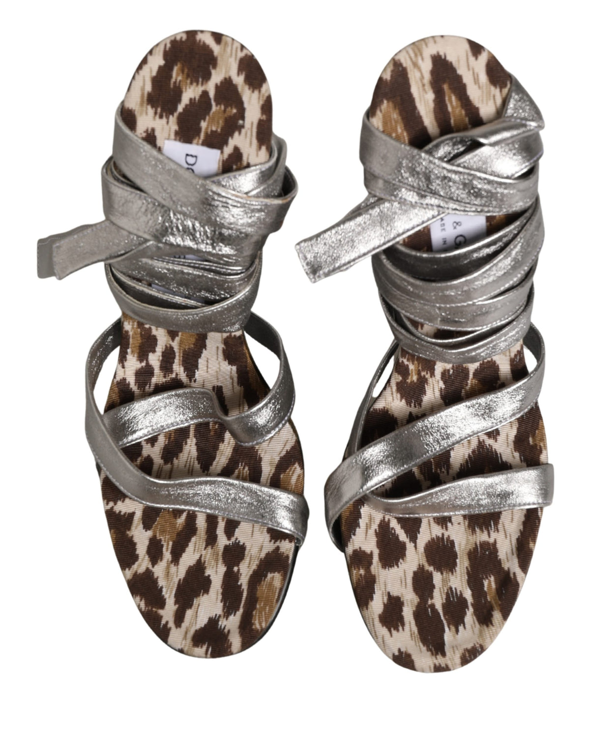 Dolce & Gabbana Silver Leather Platform Wedge Sandals Women's Shoes (Pre-Owned)