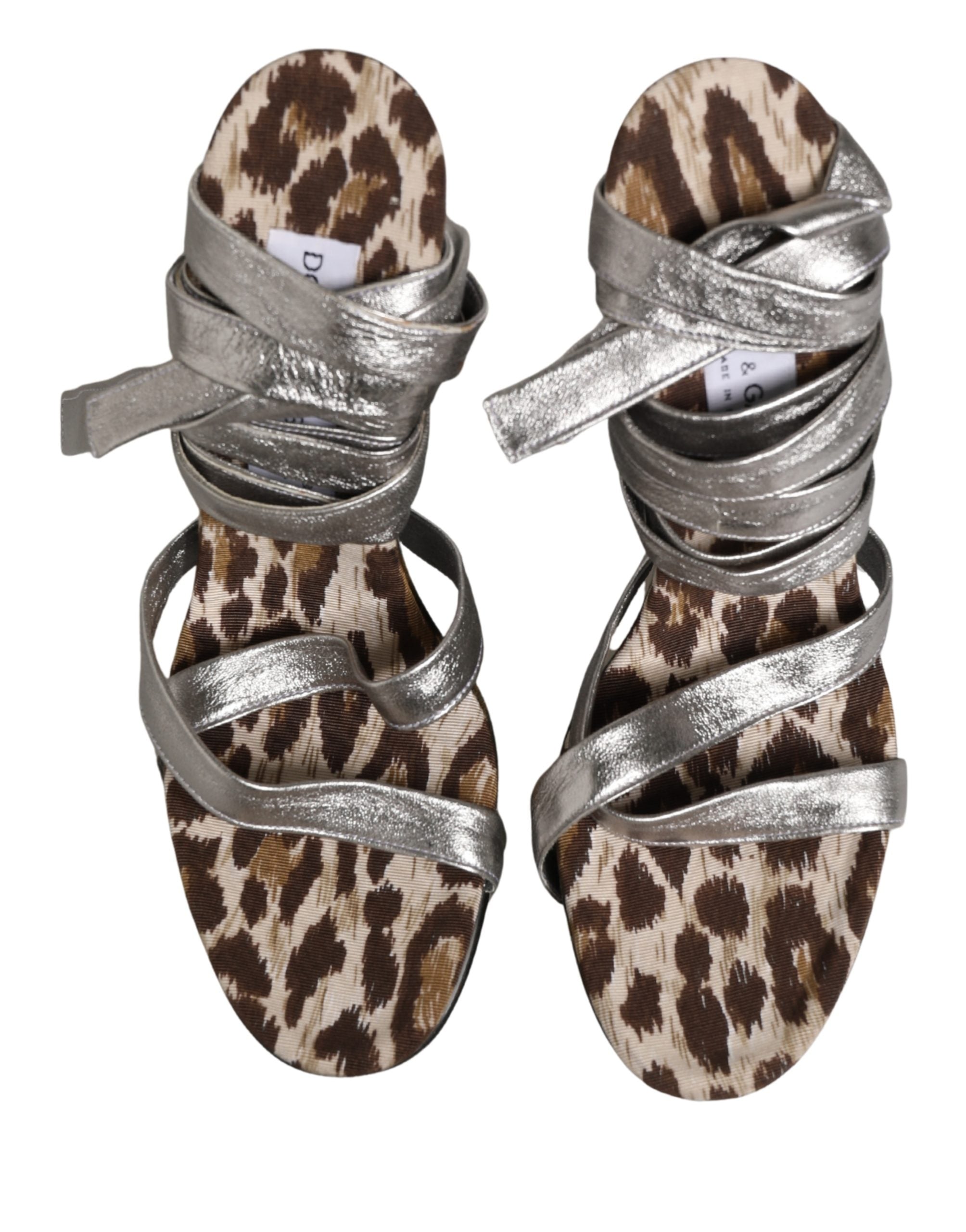 Dolce & Gabbana Silver Leather Platform Wedge Sandals Women's Shoes (Pre-Owned)
