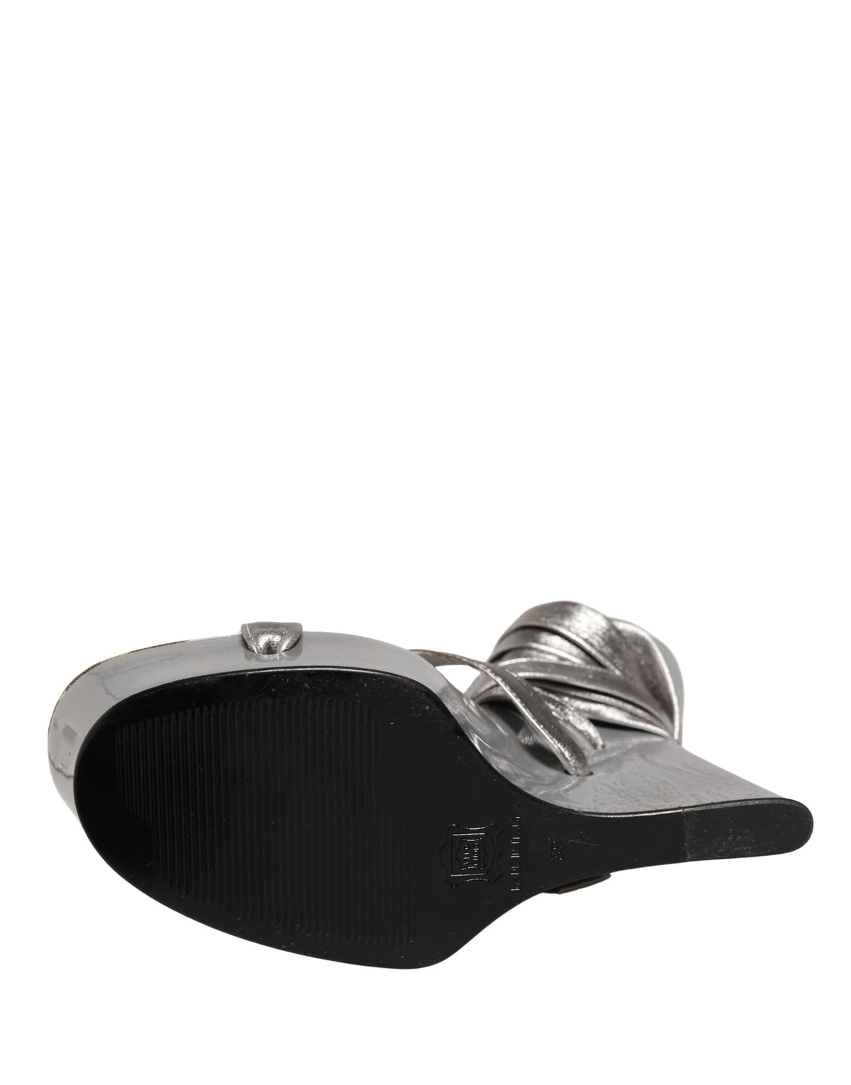 Dolce & Gabbana Silver Leather Platform Wedge Sandals Women's Shoes (Pre-Owned)