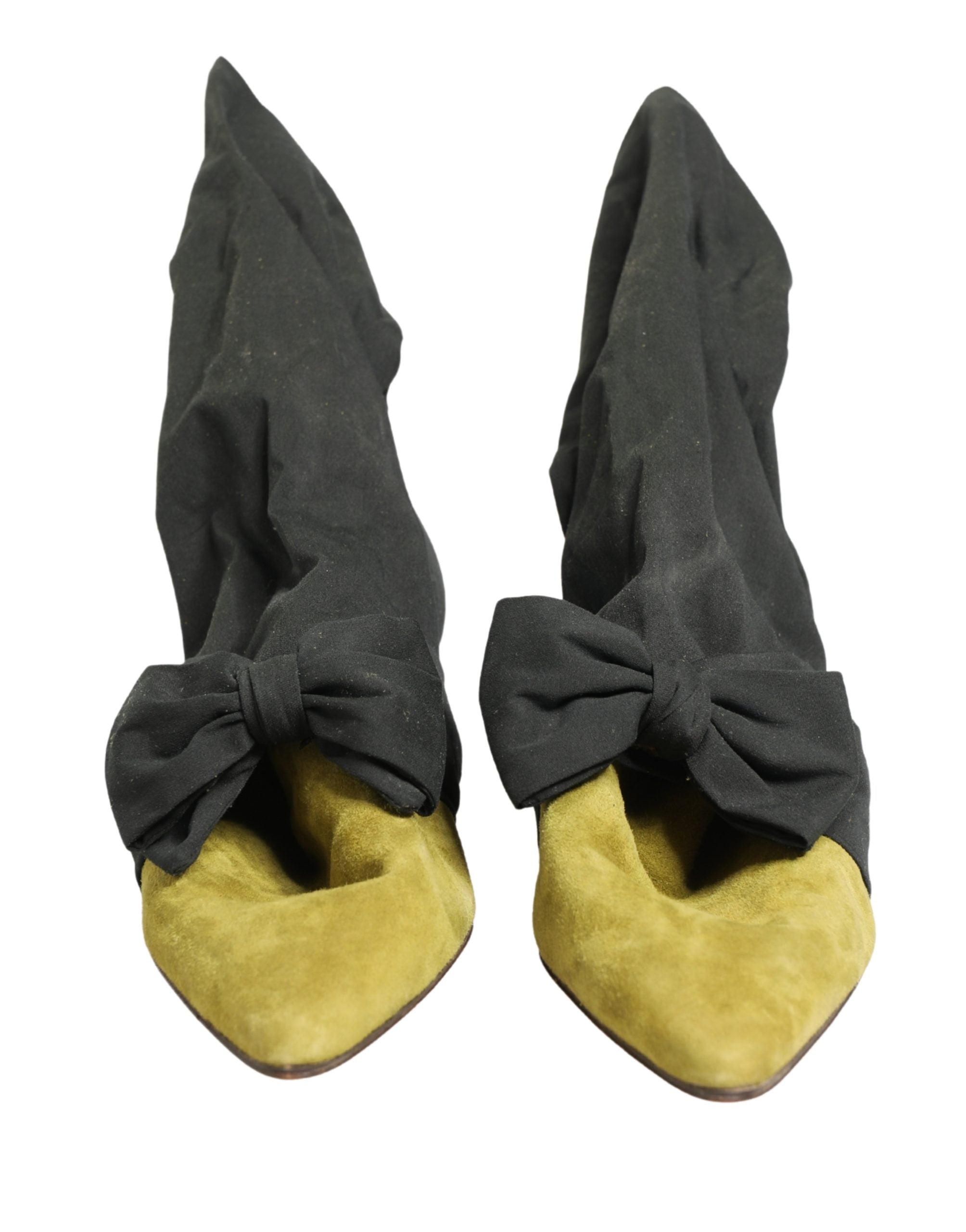 Dolce & Gabbana Black Yellow Suede Boots Women's Shoes (Pre-Owned)