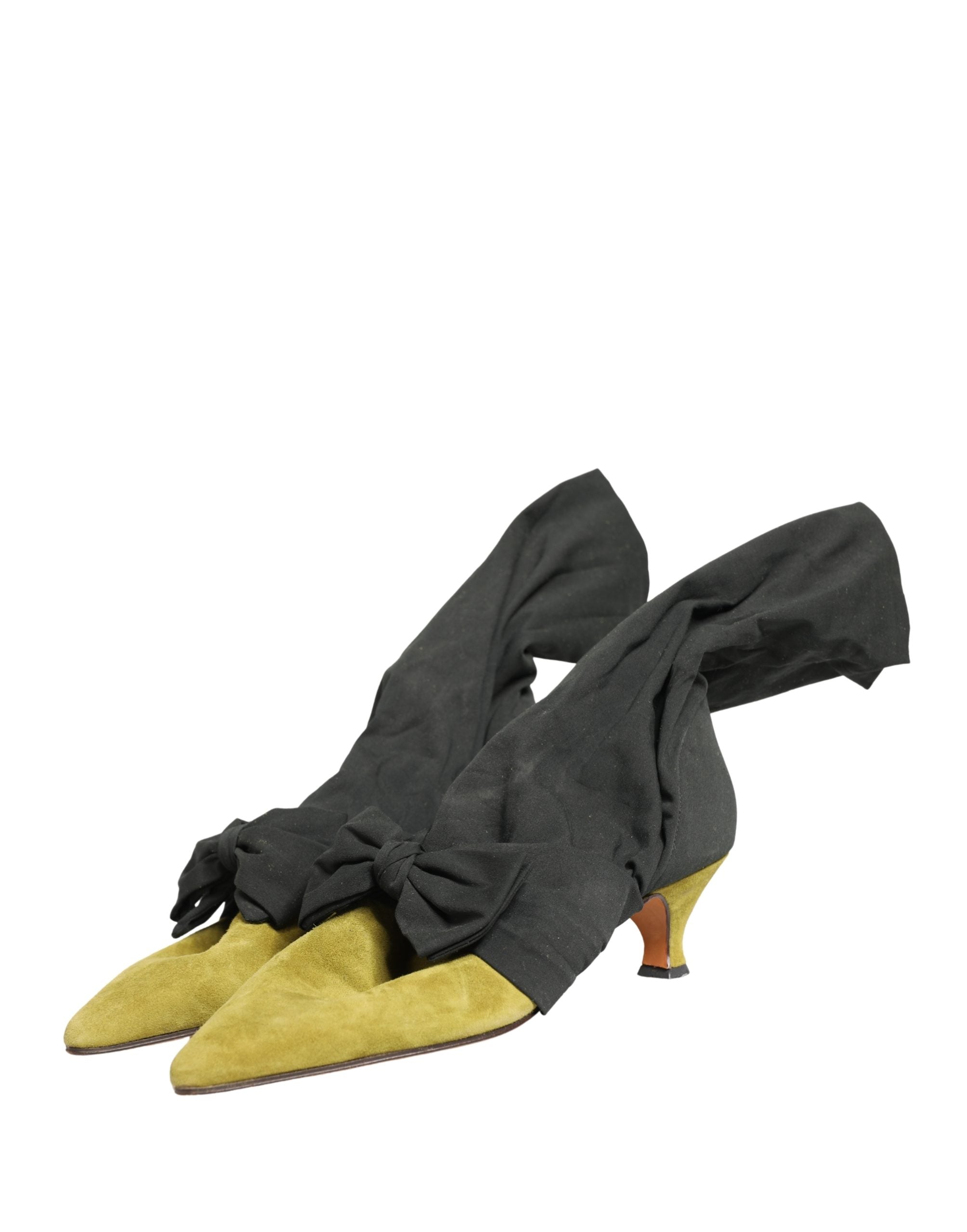 Dolce & Gabbana Black Yellow Suede Boots Women's Shoes (Pre-Owned)