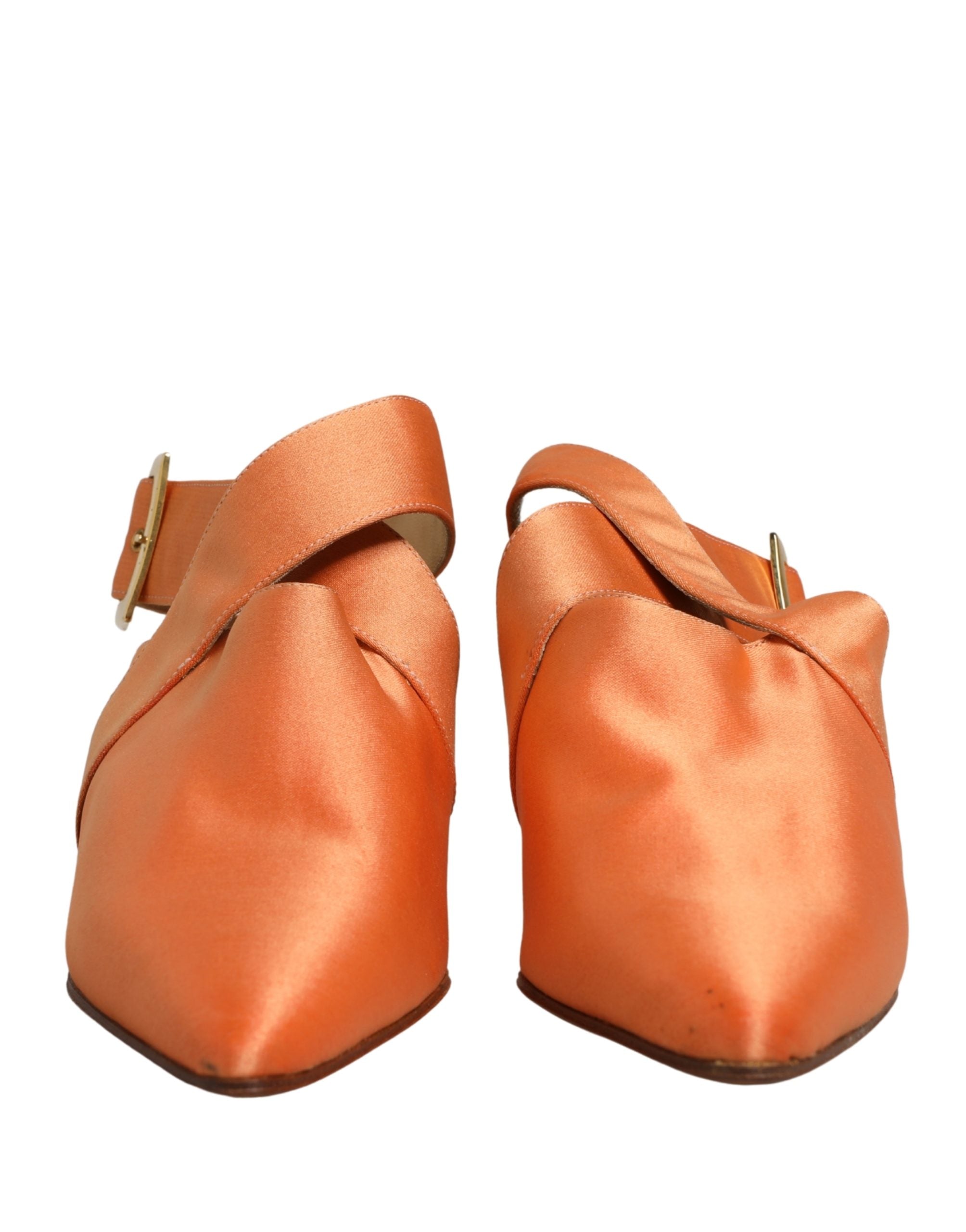 Dolce & Gabbana Orange Satin Sandals Women's Shoes (Pre-Owned)