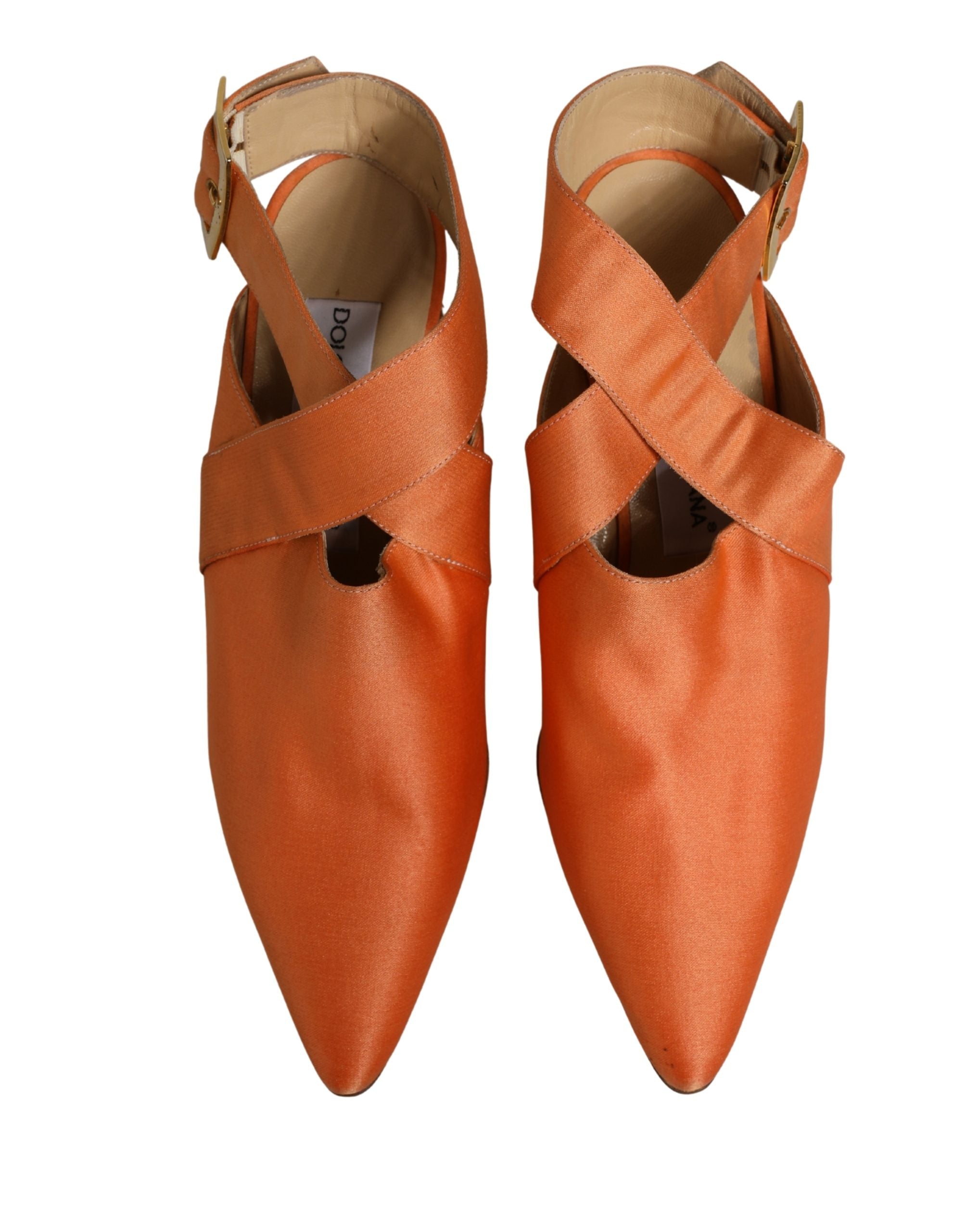Dolce & Gabbana Orange Satin Sandals Women's Shoes (Pre-Owned)