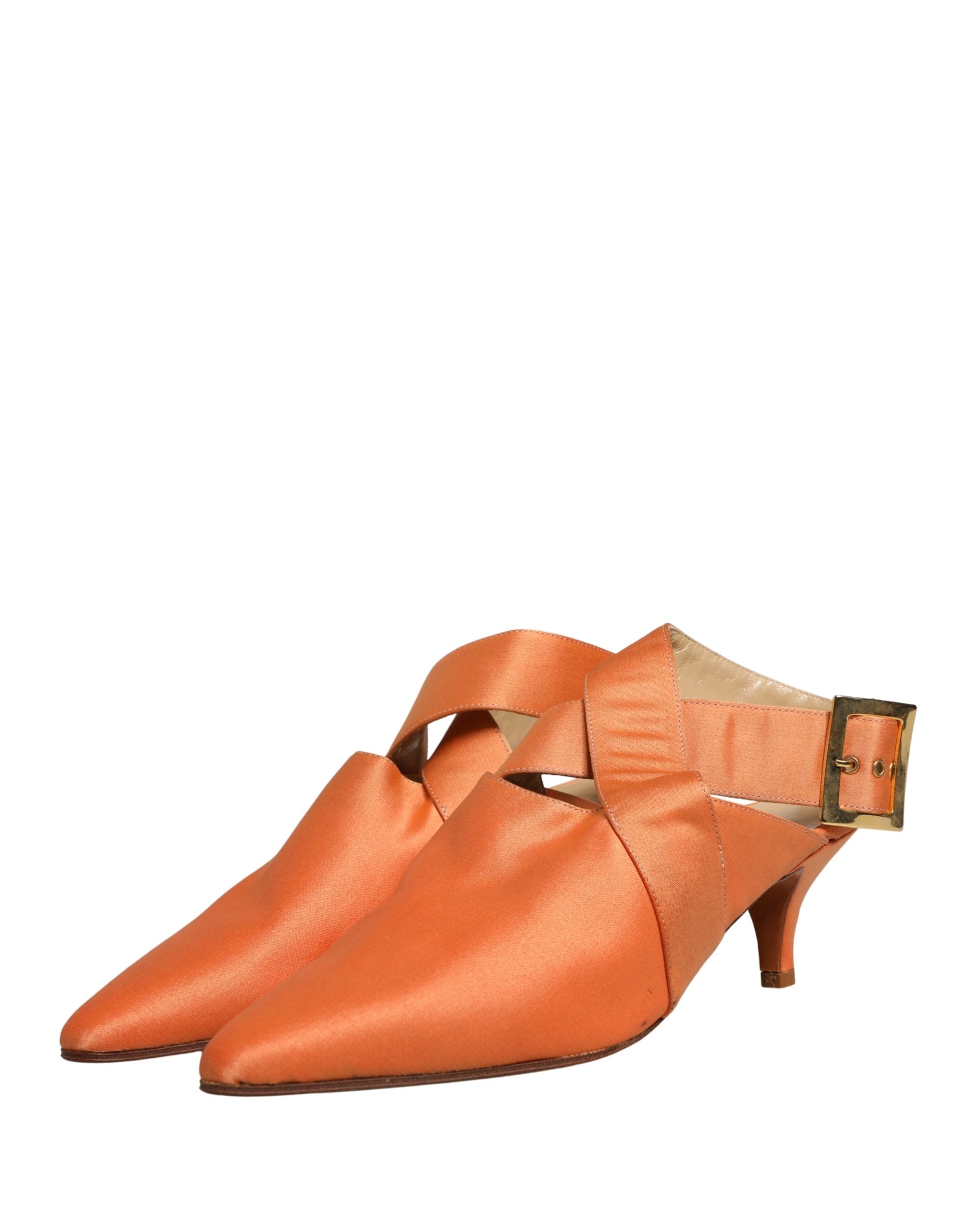 Dolce & Gabbana Orange Satin Sandals Women's Shoes (Pre-Owned)