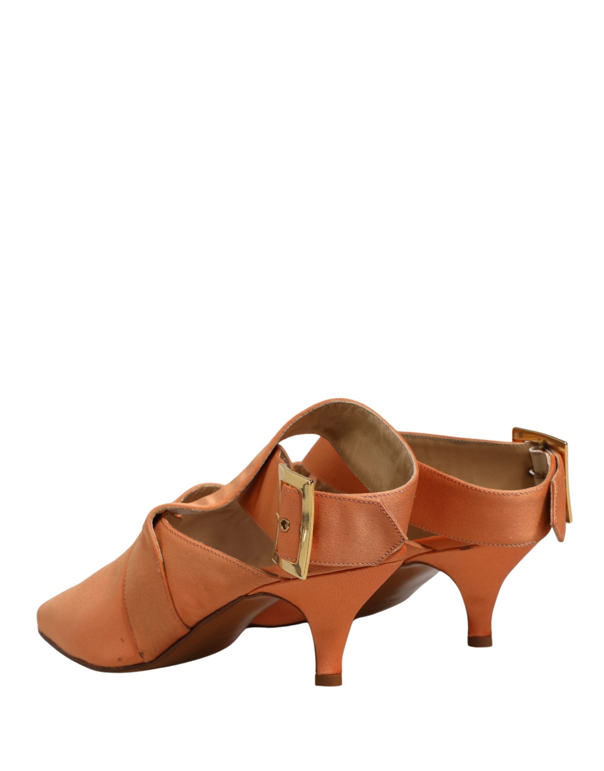 Dolce & Gabbana Orange Satin Sandals Women's Shoes (Pre-Owned)