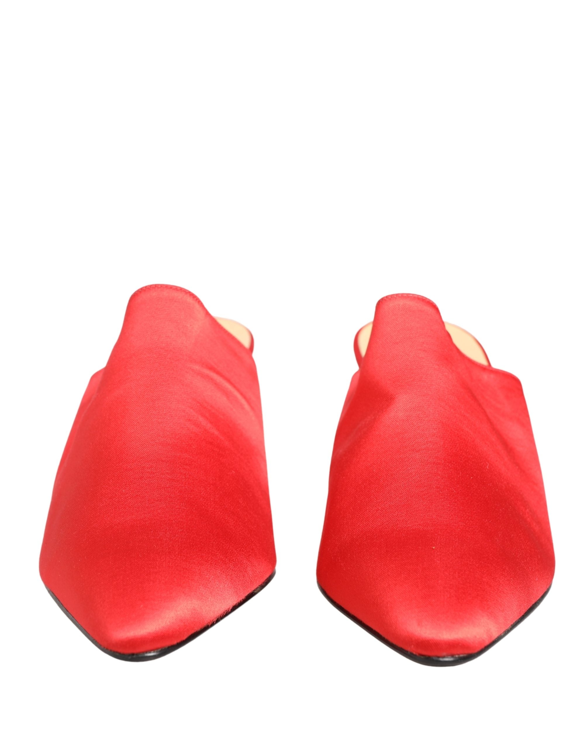 Dolce & Gabbana Red Suede Heel Mule Women's Shoes