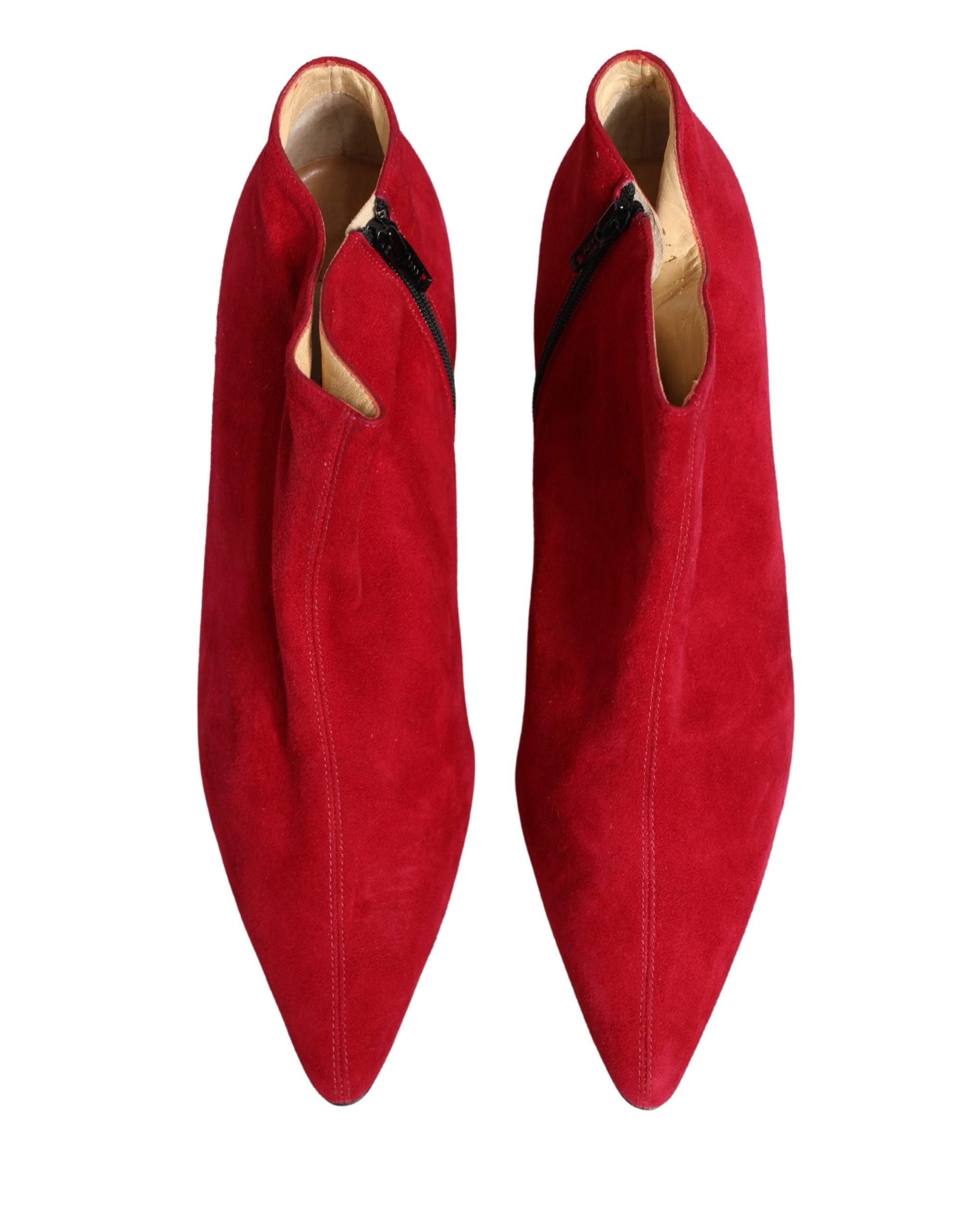 Dolce & Gabbana Red Suede Ankle Boots Women's Shoes