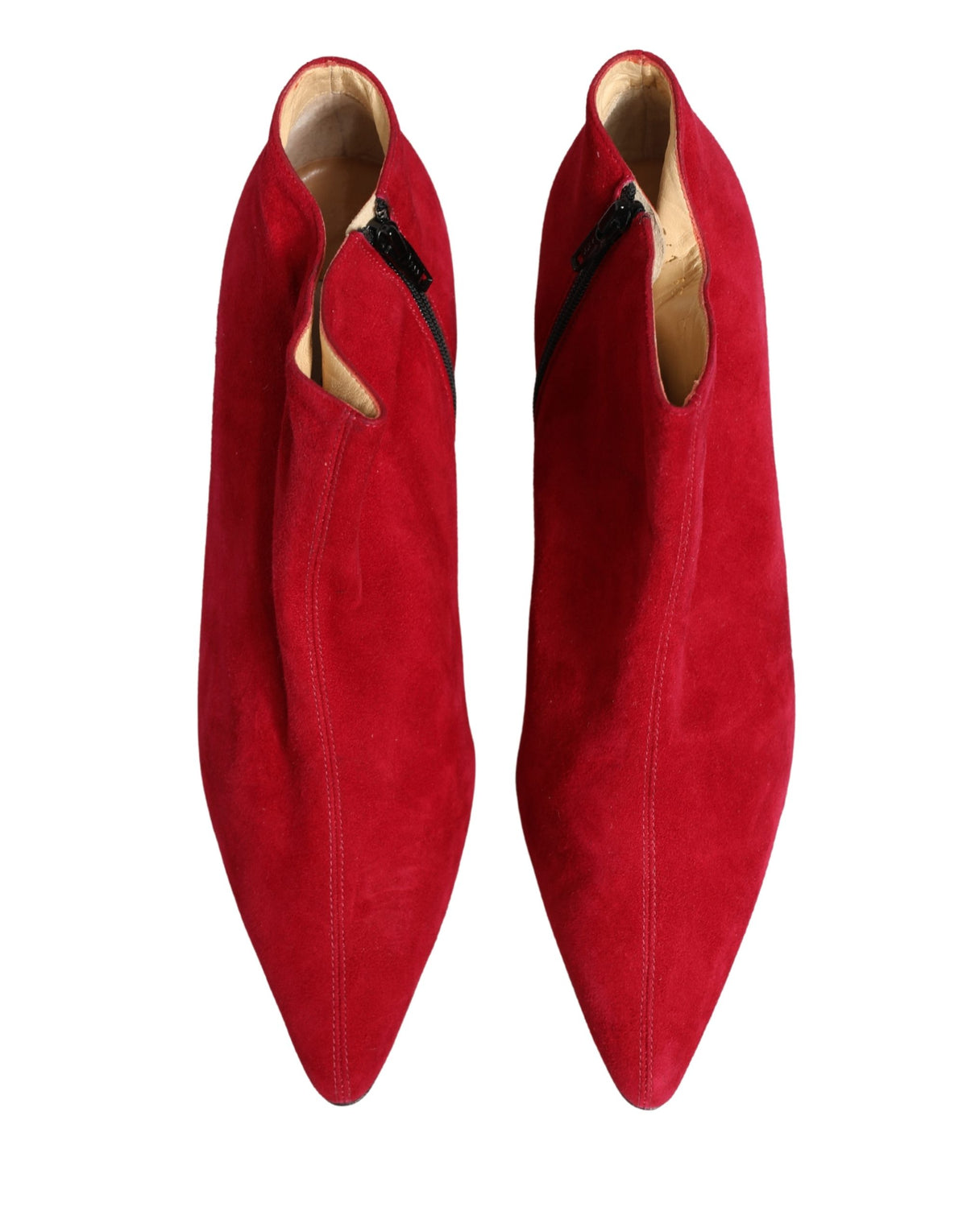 Dolce & Gabbana Red Suede Ankle Boots Women's Shoes