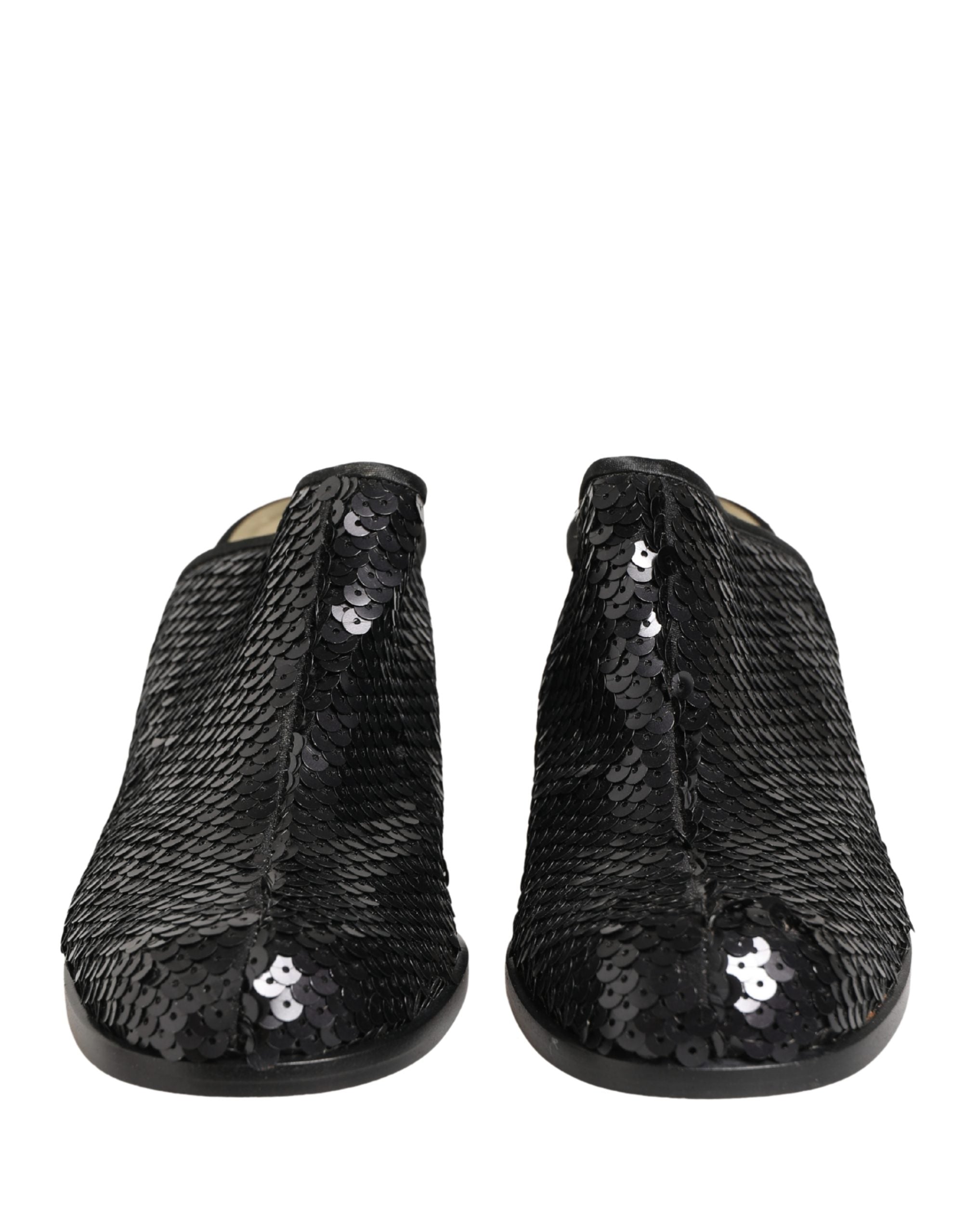 Dolce & Gabbana Black Sequined Mules Women's Shoes
