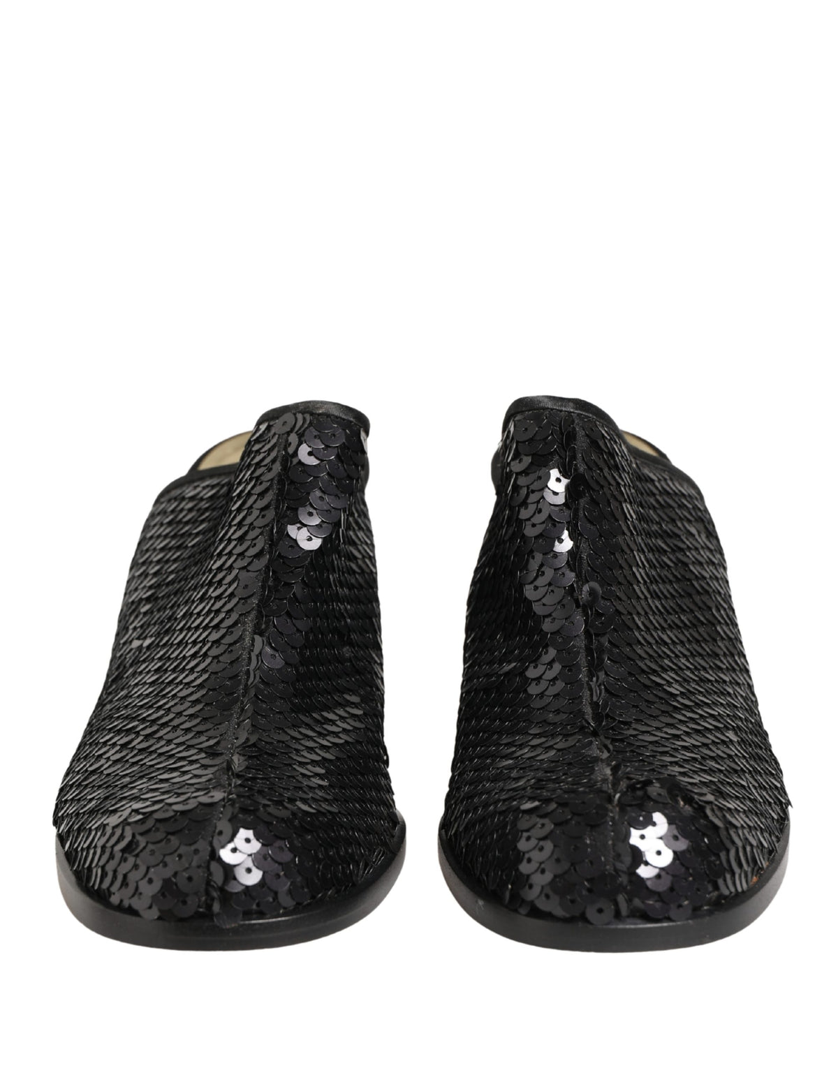 Dolce & Gabbana Black Sequined Mules Women's Shoes