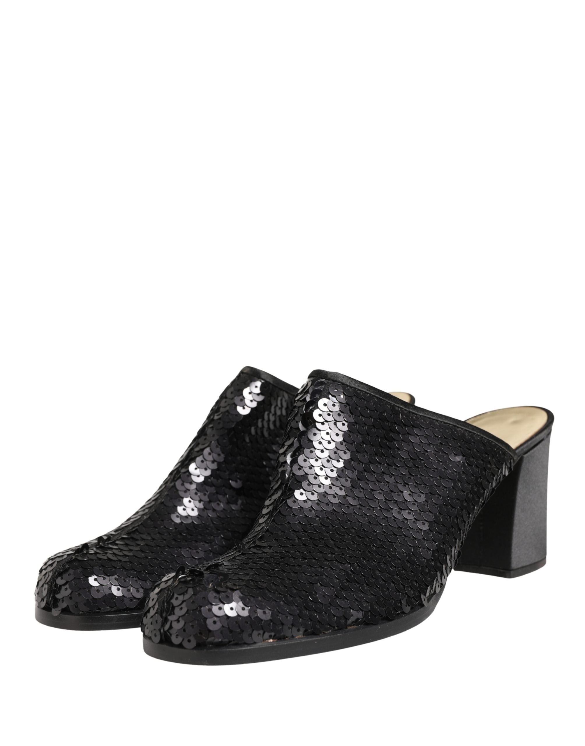 Dolce & Gabbana Black Sequined Mules Women's Shoes