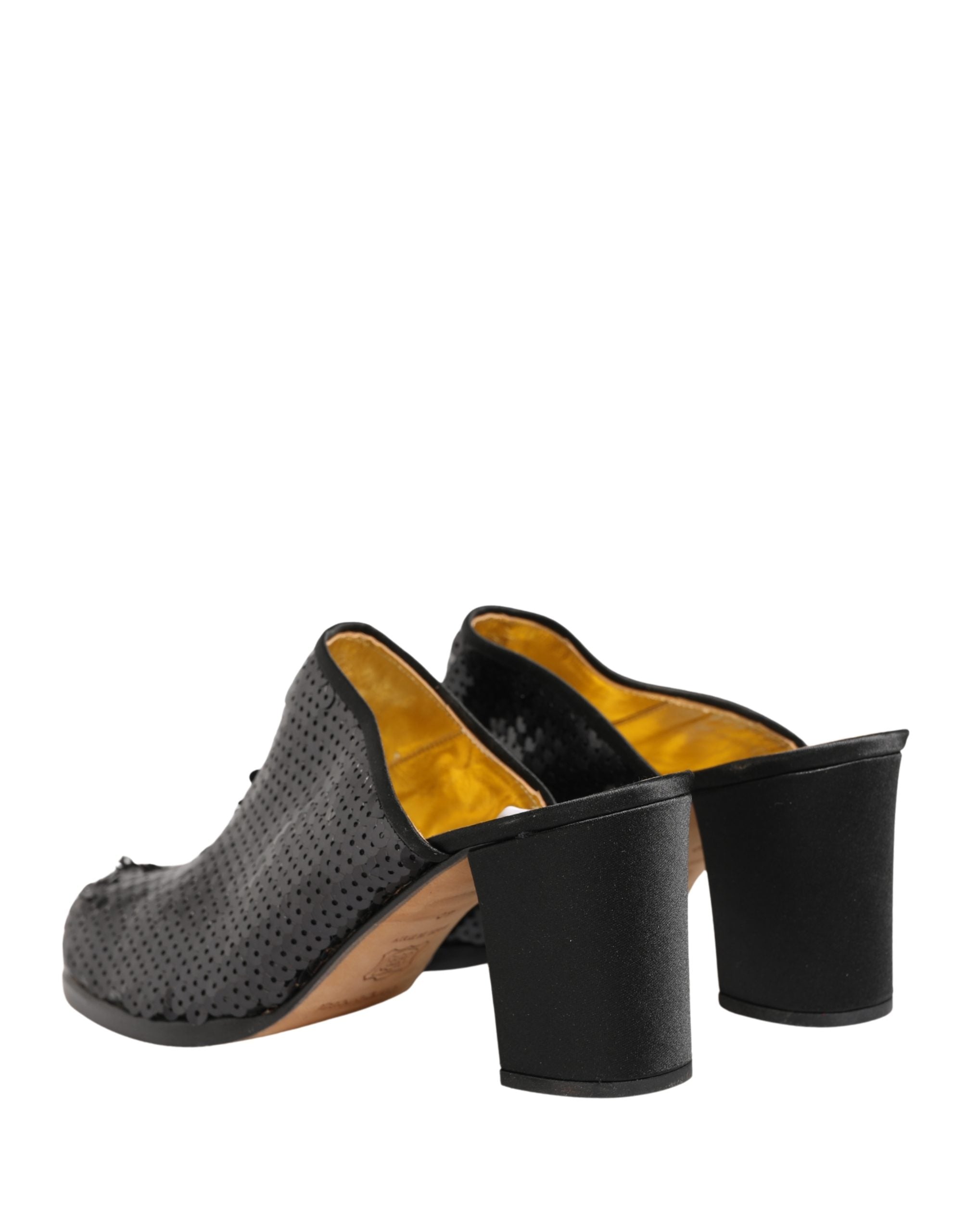 Dolce & Gabbana Black Sequined Mules Women's Shoes