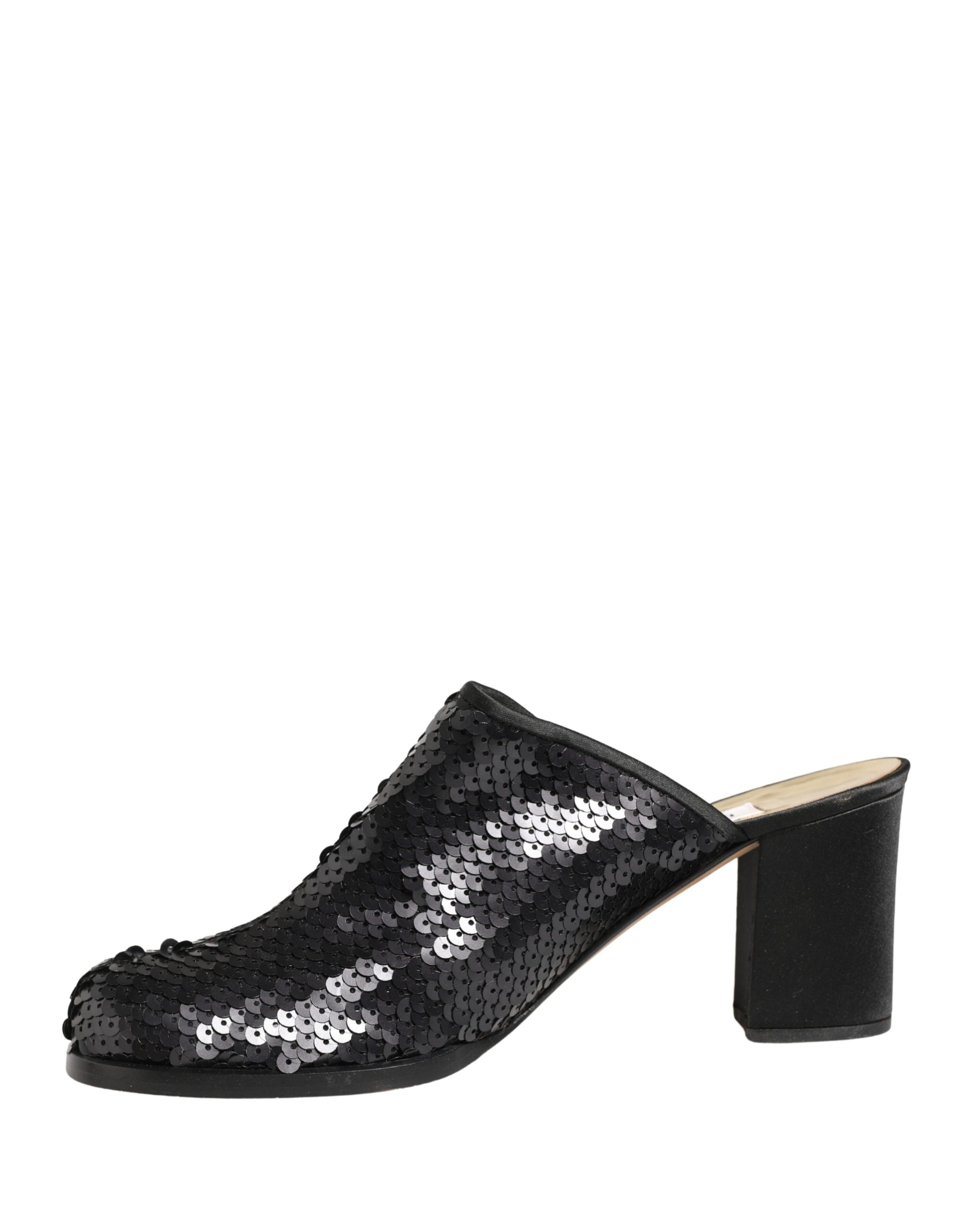 Dolce & Gabbana Black Sequined Mules Women's Shoes