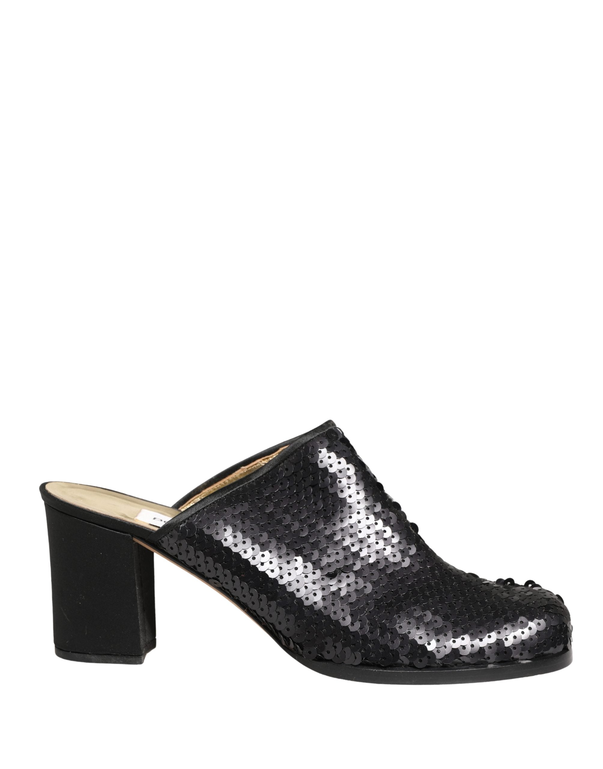 Dolce & Gabbana Black Sequined Mules Women's Shoes