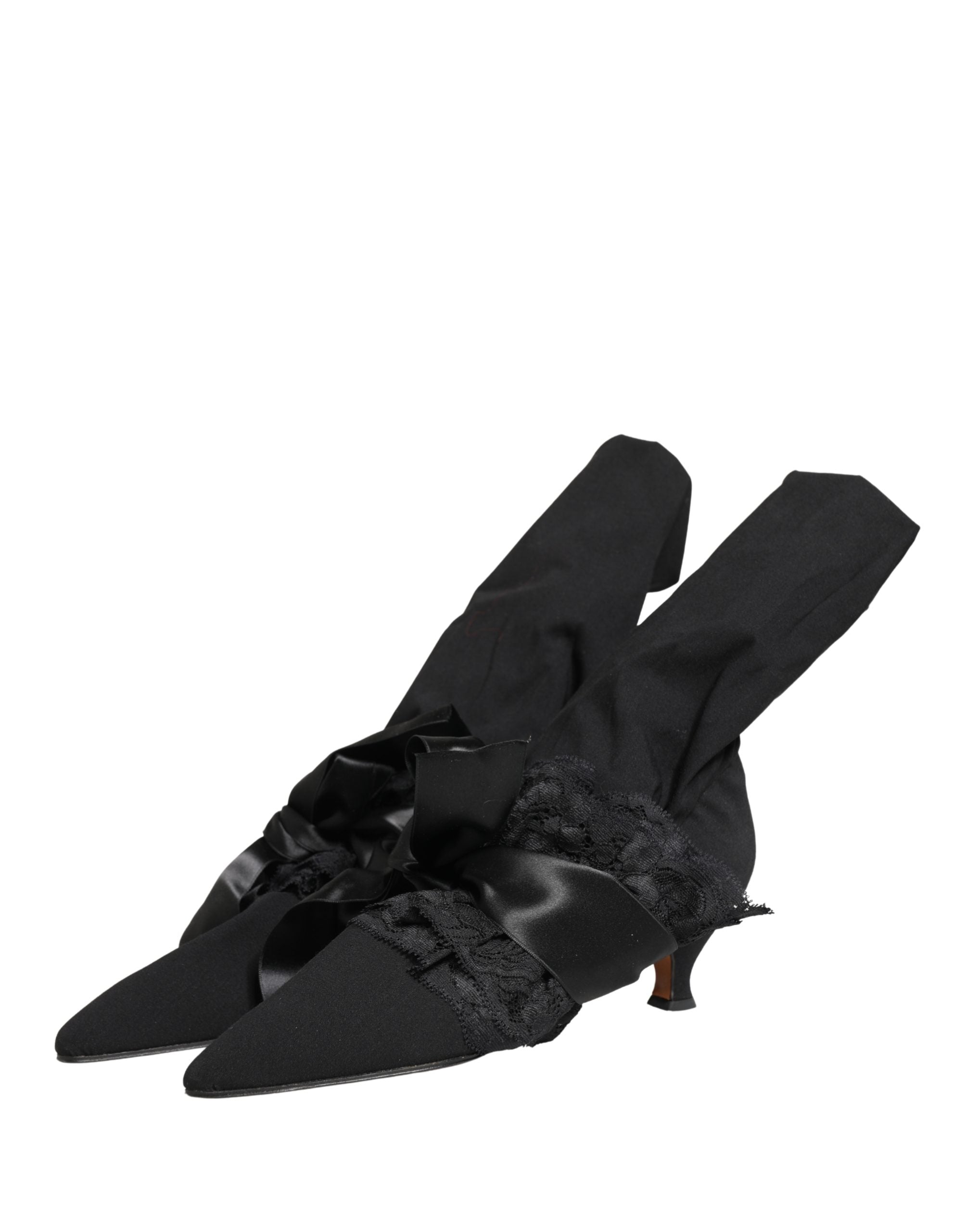 Dolce & Gabbana Black Suede Mid Calf Boots Women's Shoes