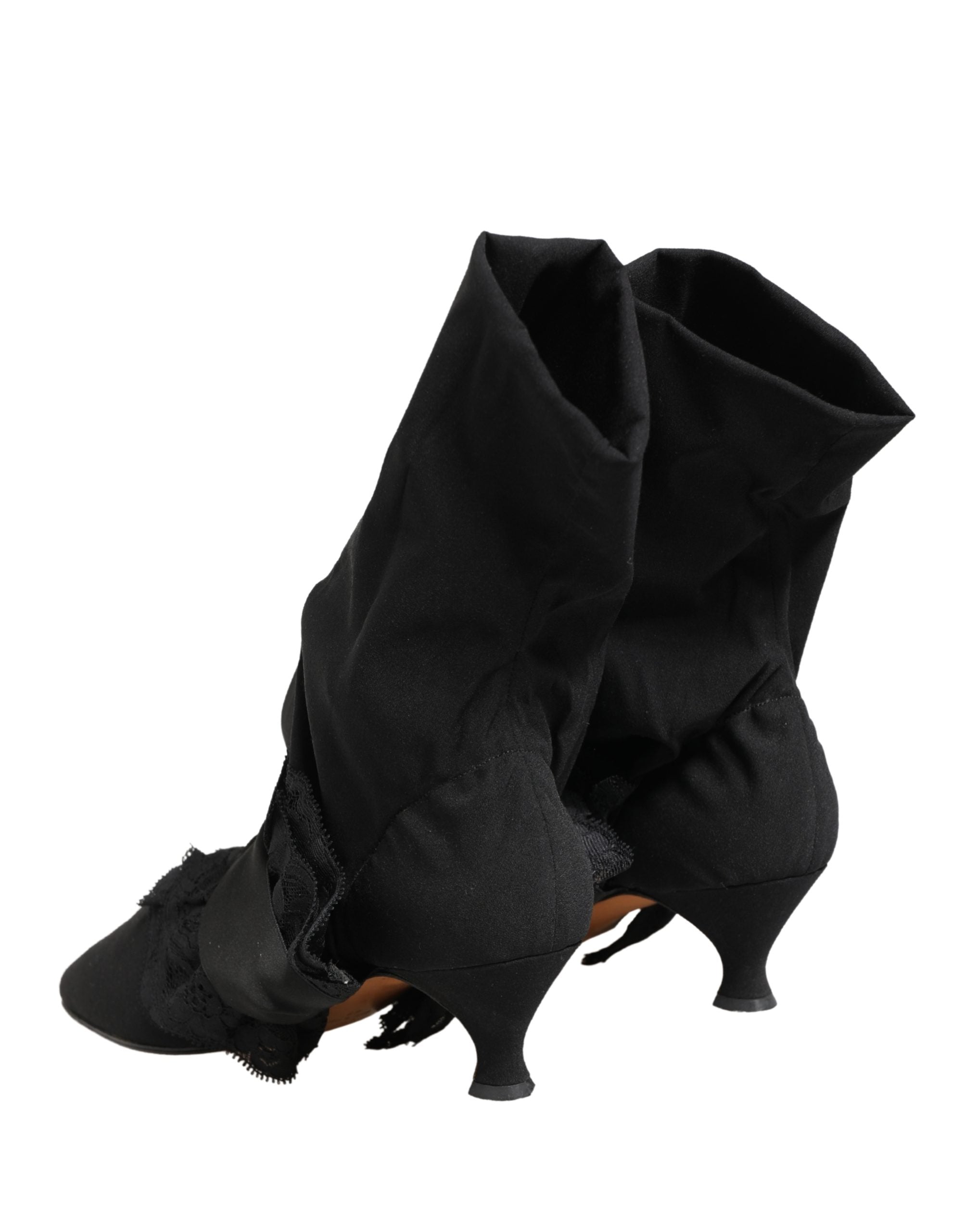 Dolce & Gabbana Black Suede Mid Calf Boots Women's Shoes