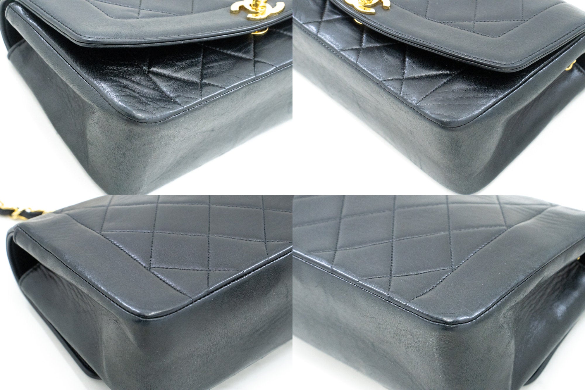Chanel Diana Black Leather Shoulder Bag (Pre-Owned)