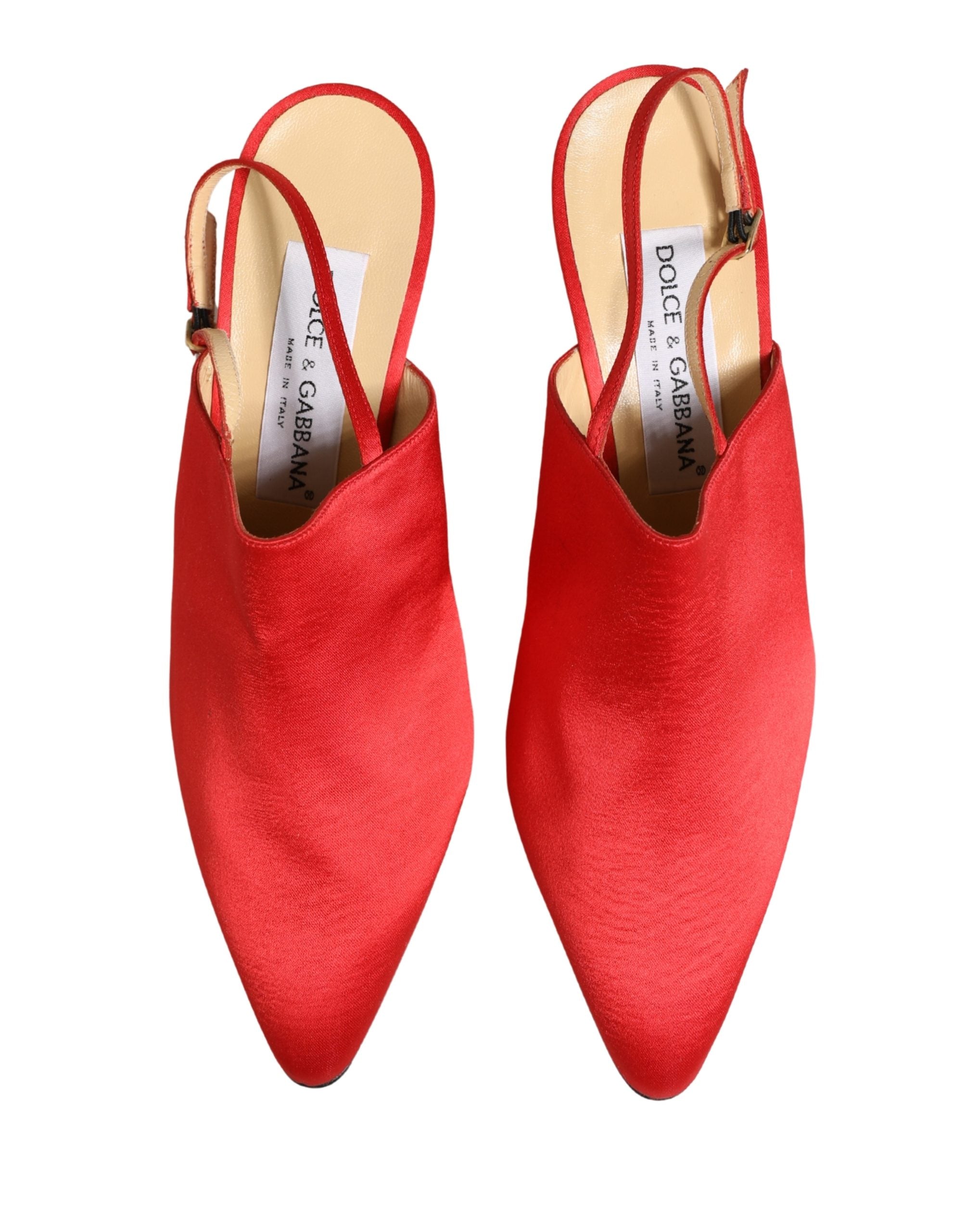 Dolce & Gabbana Red Suede Heel Slingback Women's Shoes