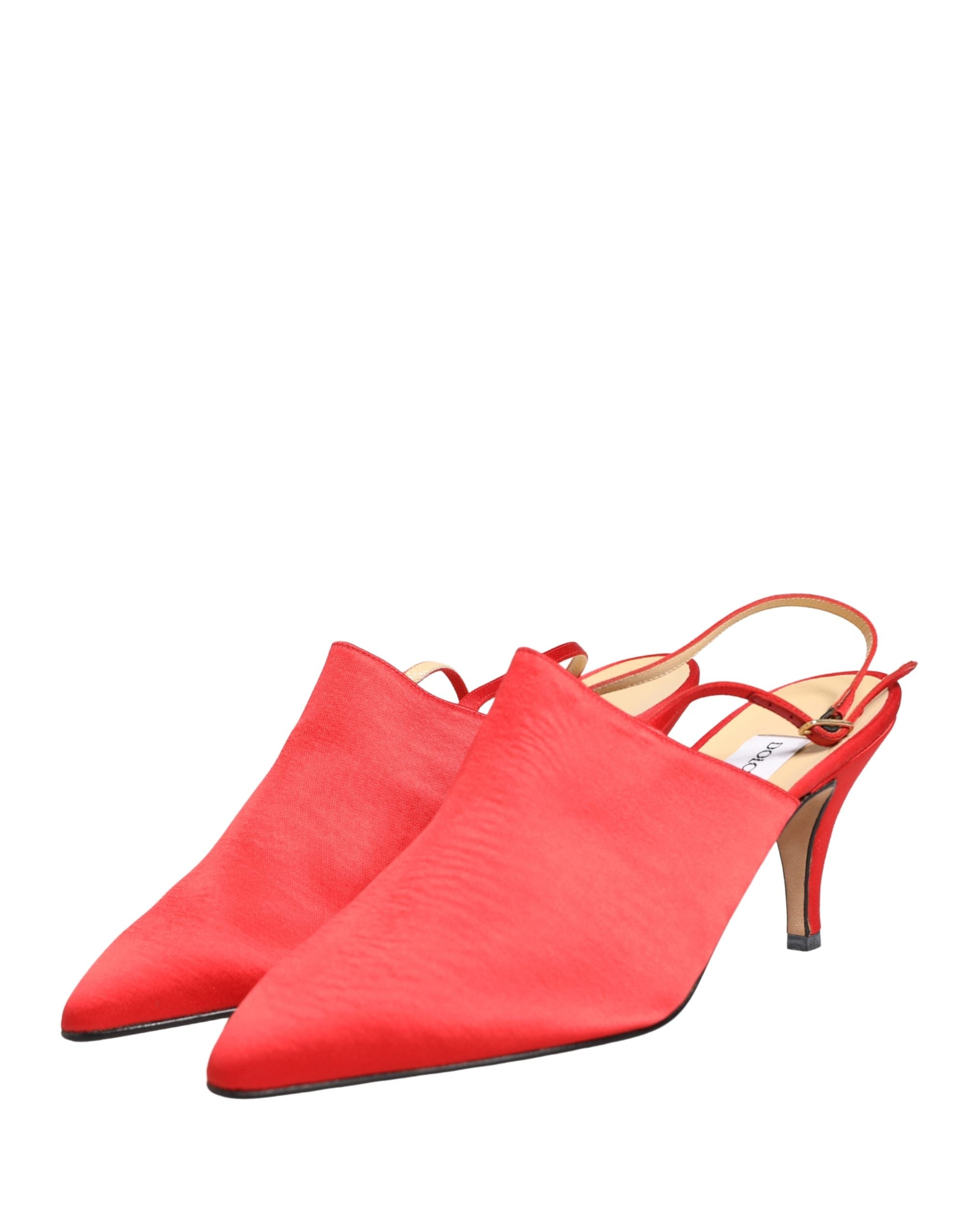 Dolce & Gabbana Red Suede Heel Slingback Women's Shoes