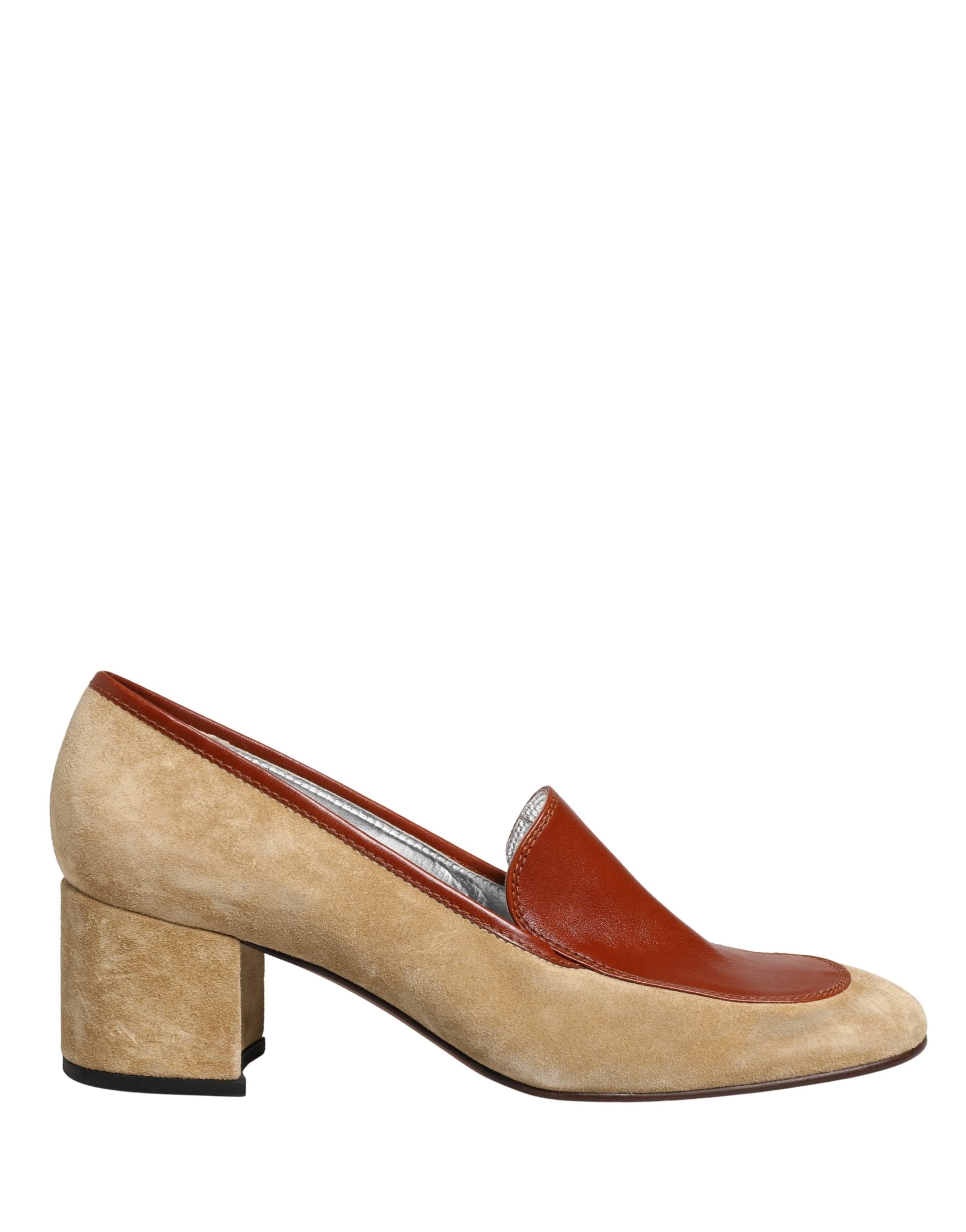 Dolce & Gabbana Beige Leather Suede Block Heel Loafers Women's Shoes (Pre-Owned)