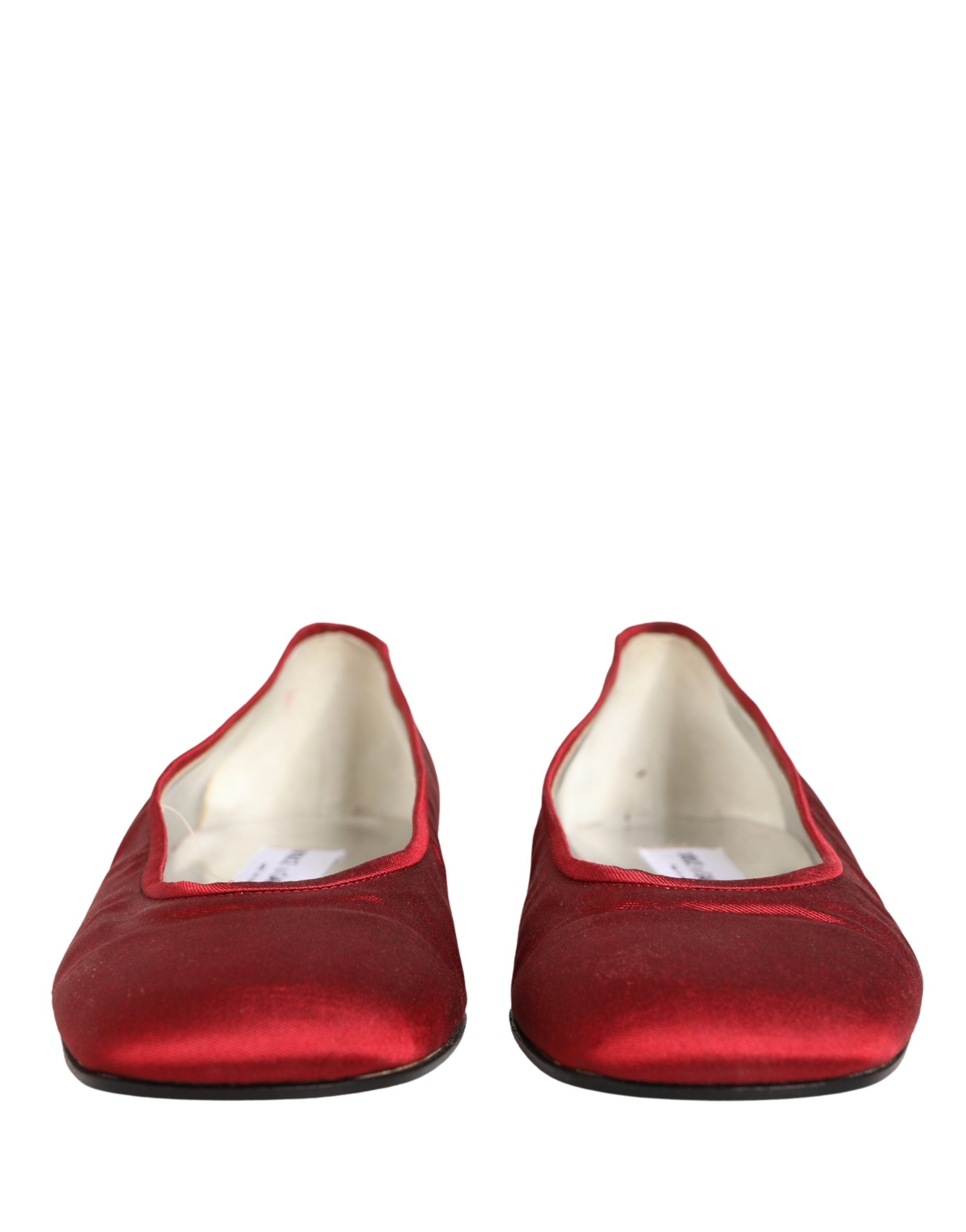 Dolce & Gabbana Red Satin Fabric Ballet Slip On Flats Women's Shoes