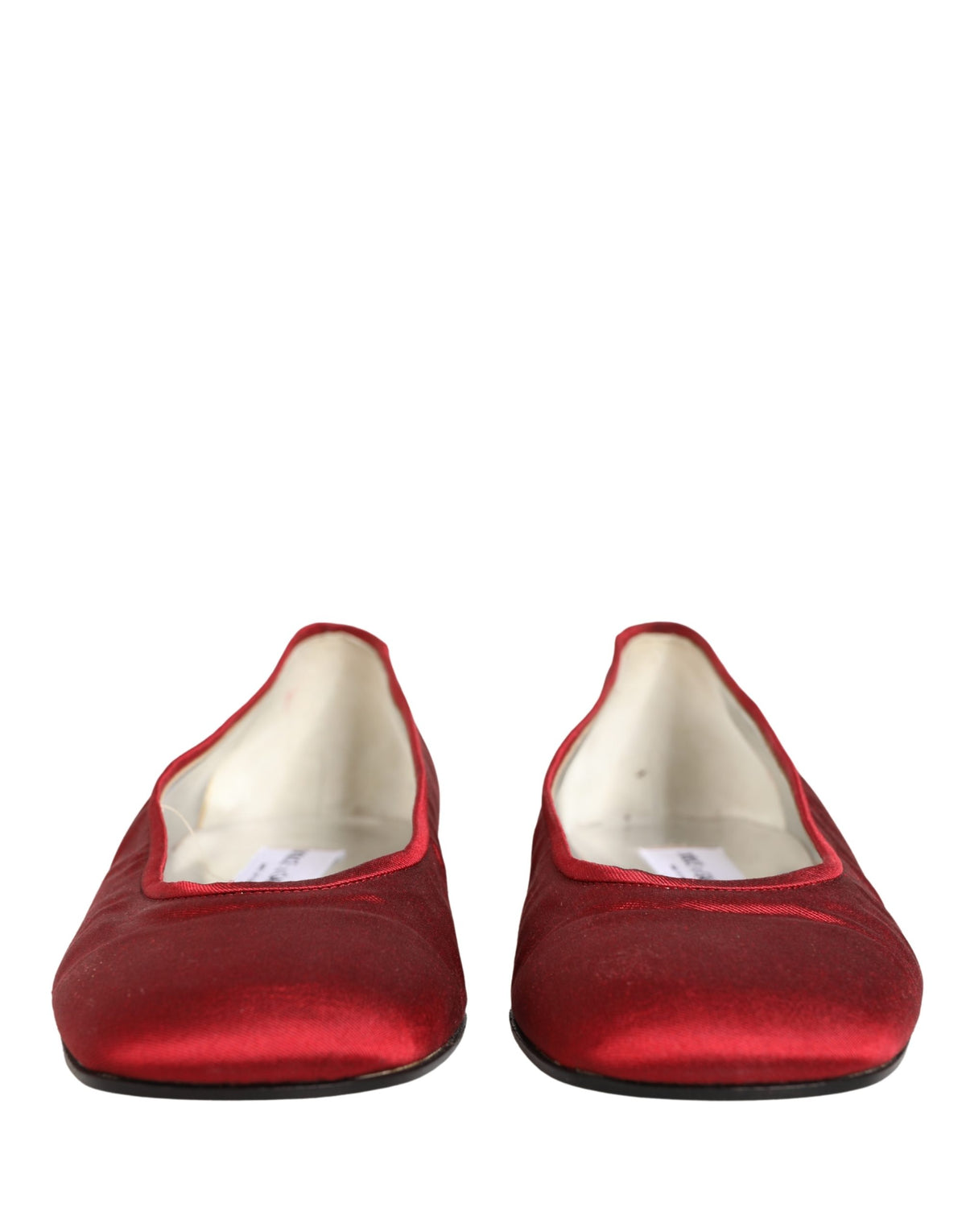 Dolce & Gabbana Red Satin Fabric Ballet Slip On Flats Women's Shoes