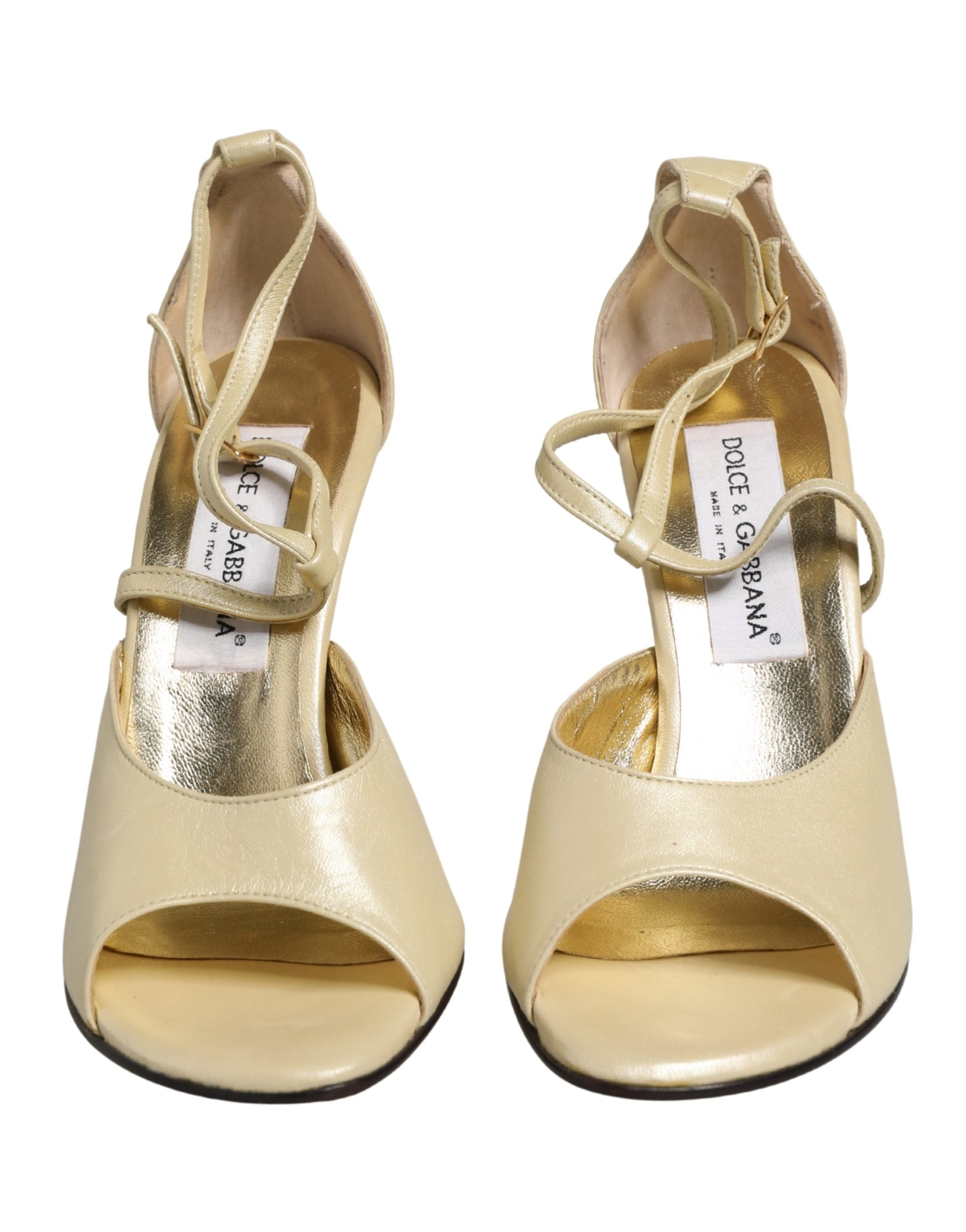 Dolce & Gabbana Beige Leather Stiletto Heels Sandals Women's Shoes (Pre-Owned)