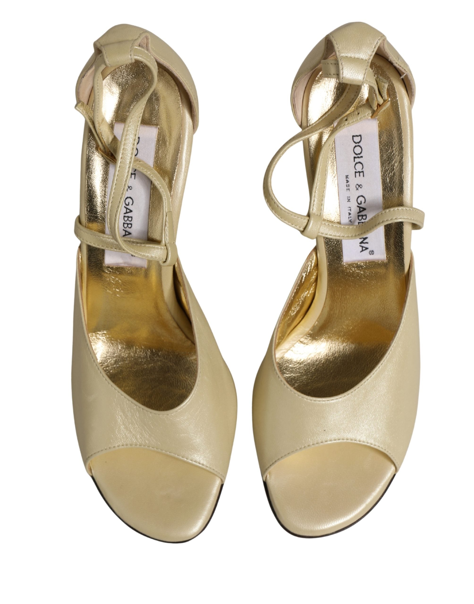 Dolce & Gabbana Beige Leather Stiletto Heels Sandals Women's Shoes (Pre-Owned)