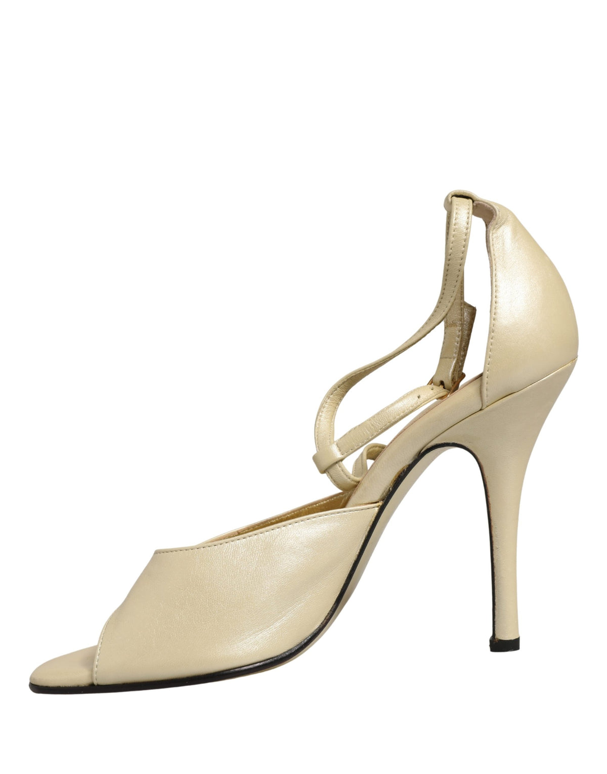 Dolce & Gabbana Beige Leather Stiletto Heels Sandals Women's Shoes (Pre-Owned)
