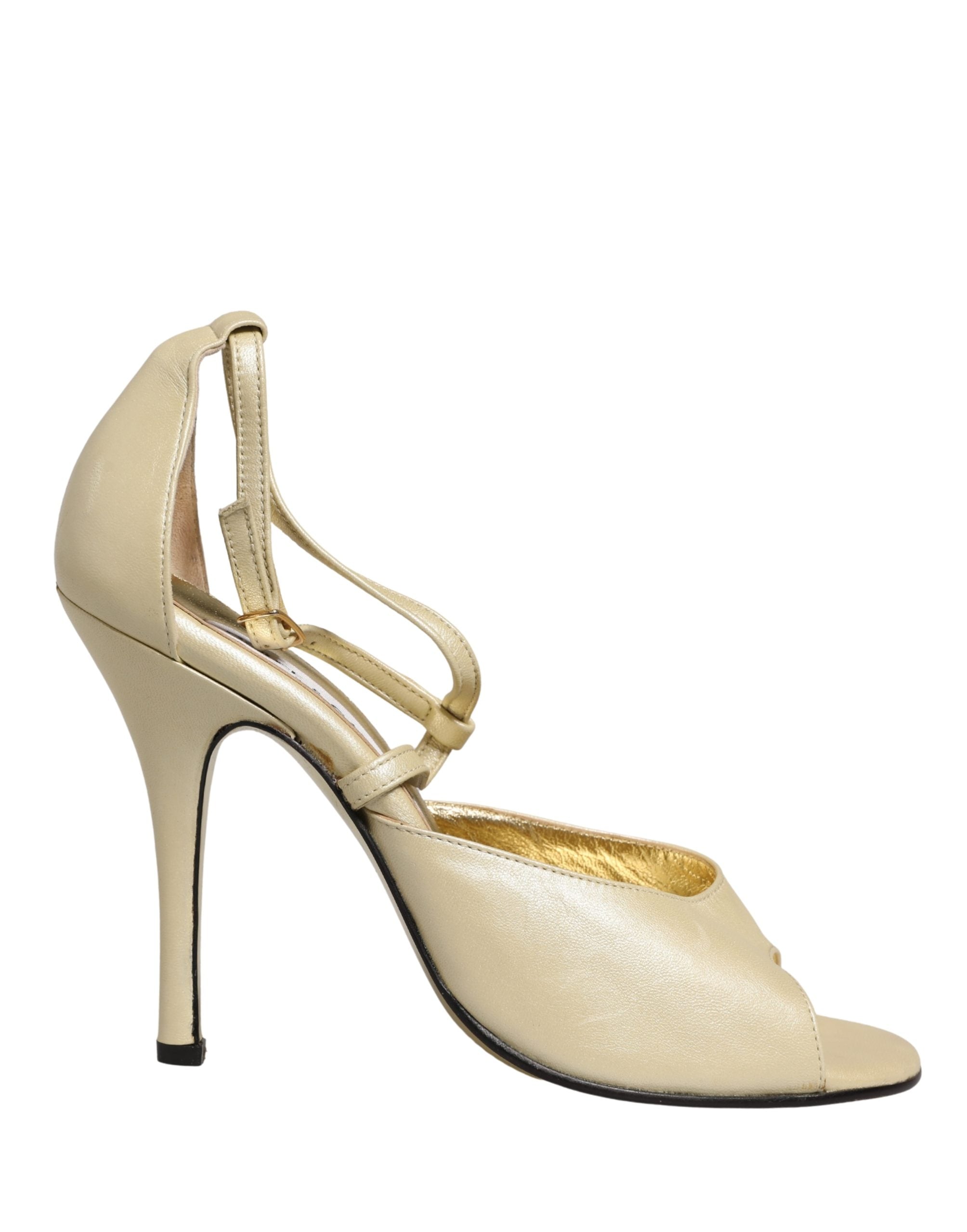 Dolce & Gabbana Beige Leather Stiletto Heels Sandals Women's Shoes (Pre-Owned)