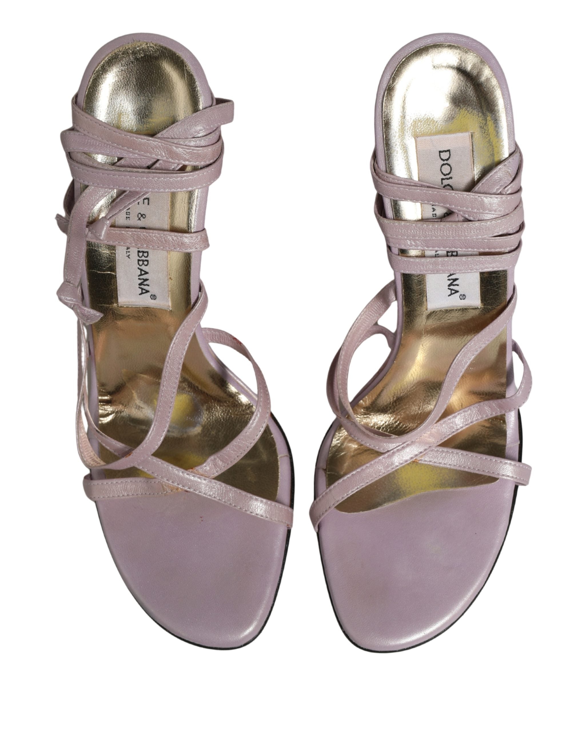 Dolce & Gabbana Purple Leather Wedge Heels Sandals Women's Shoes (Pre-Owned)