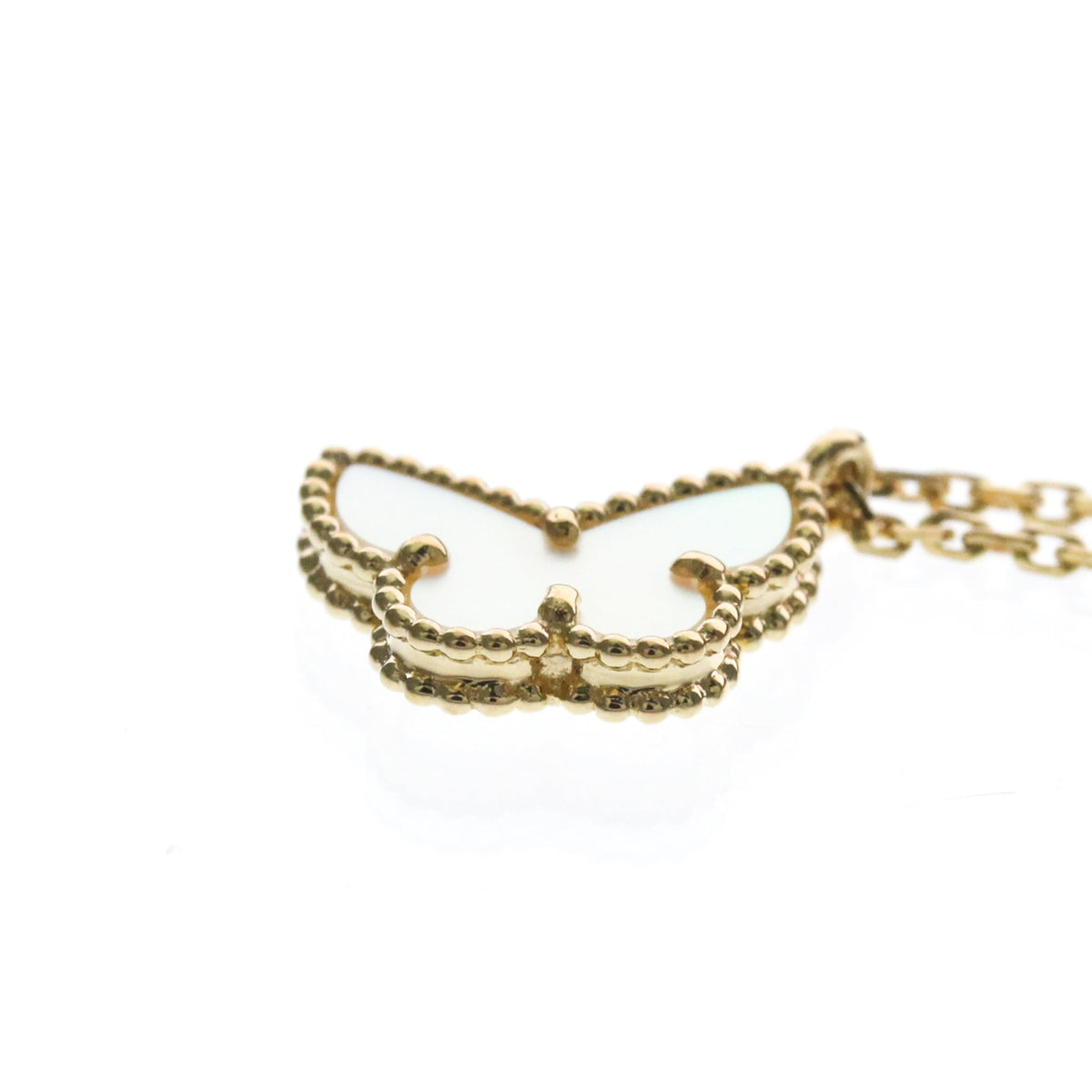 Van Cleef & Arpels Sweet Alhambra Butterfly Pendant 18K White Gold With Turquoise Gold Yellow_Gold Necklace Jewelry (Pre-Owned)