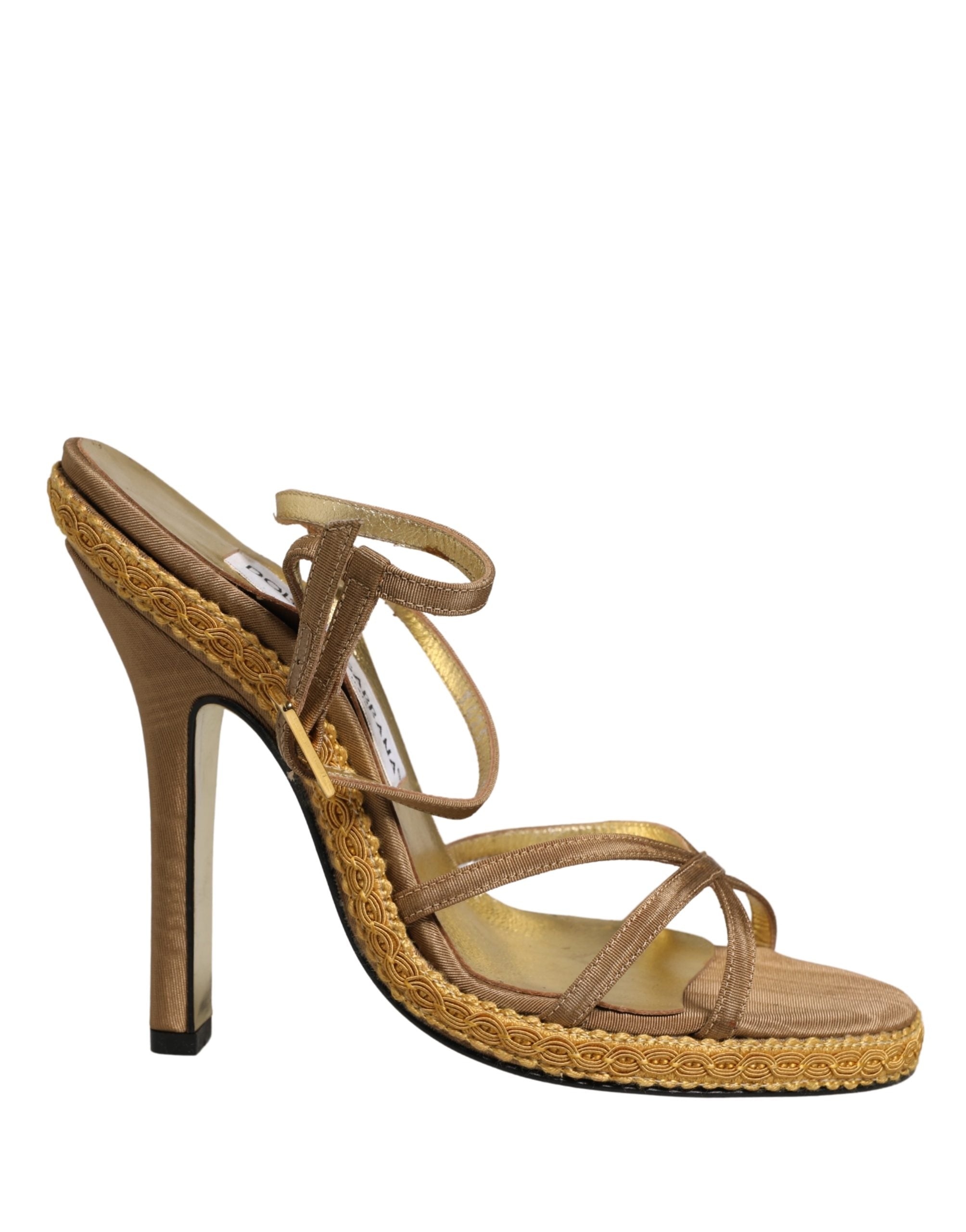 Dolce & Gabbana Brown Braided Ankle Strap Heels Sandals Women's Shoes (Pre-Owned)