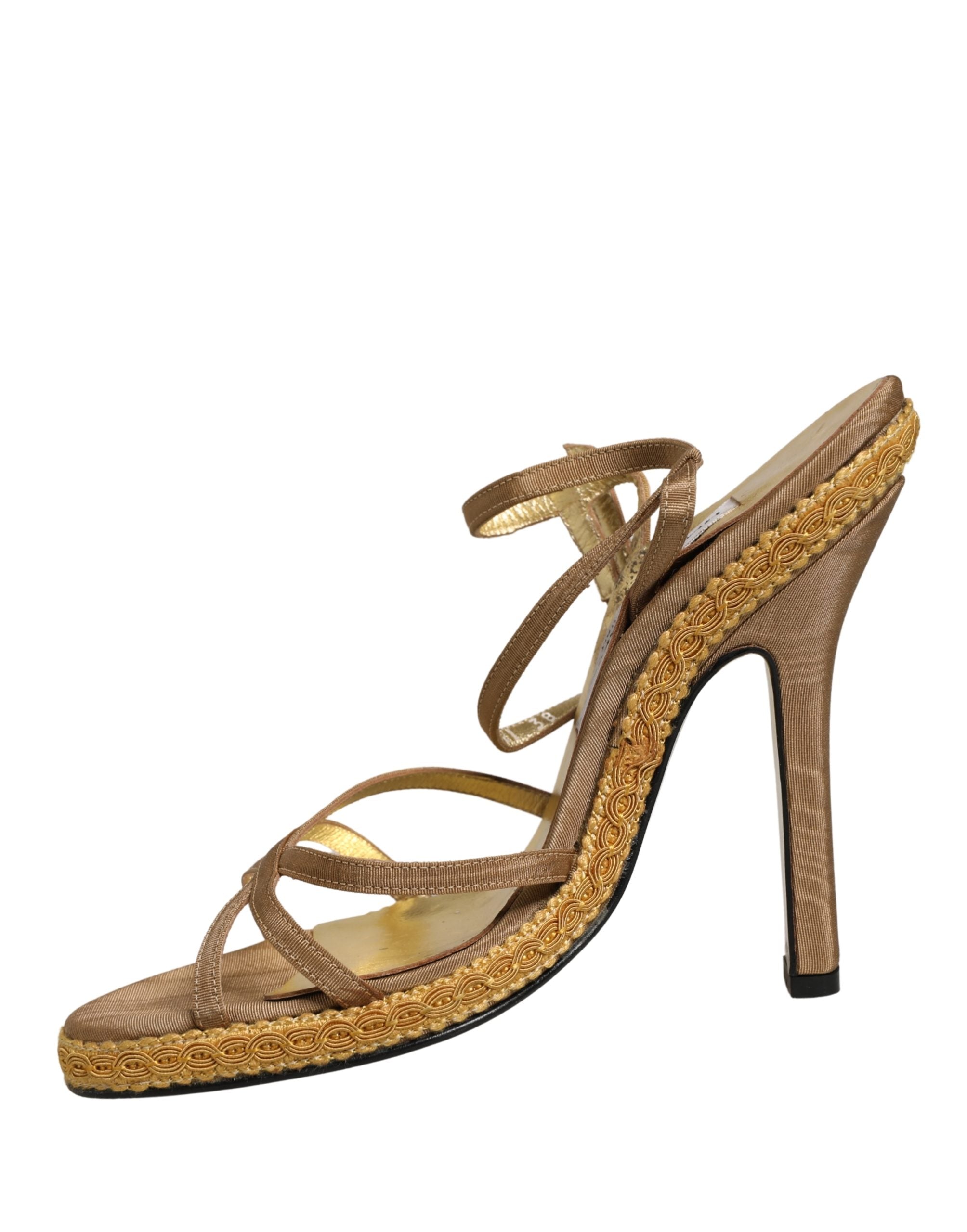 Dolce & Gabbana Brown Braided Ankle Strap Heels Sandals Women's Shoes (Pre-Owned)