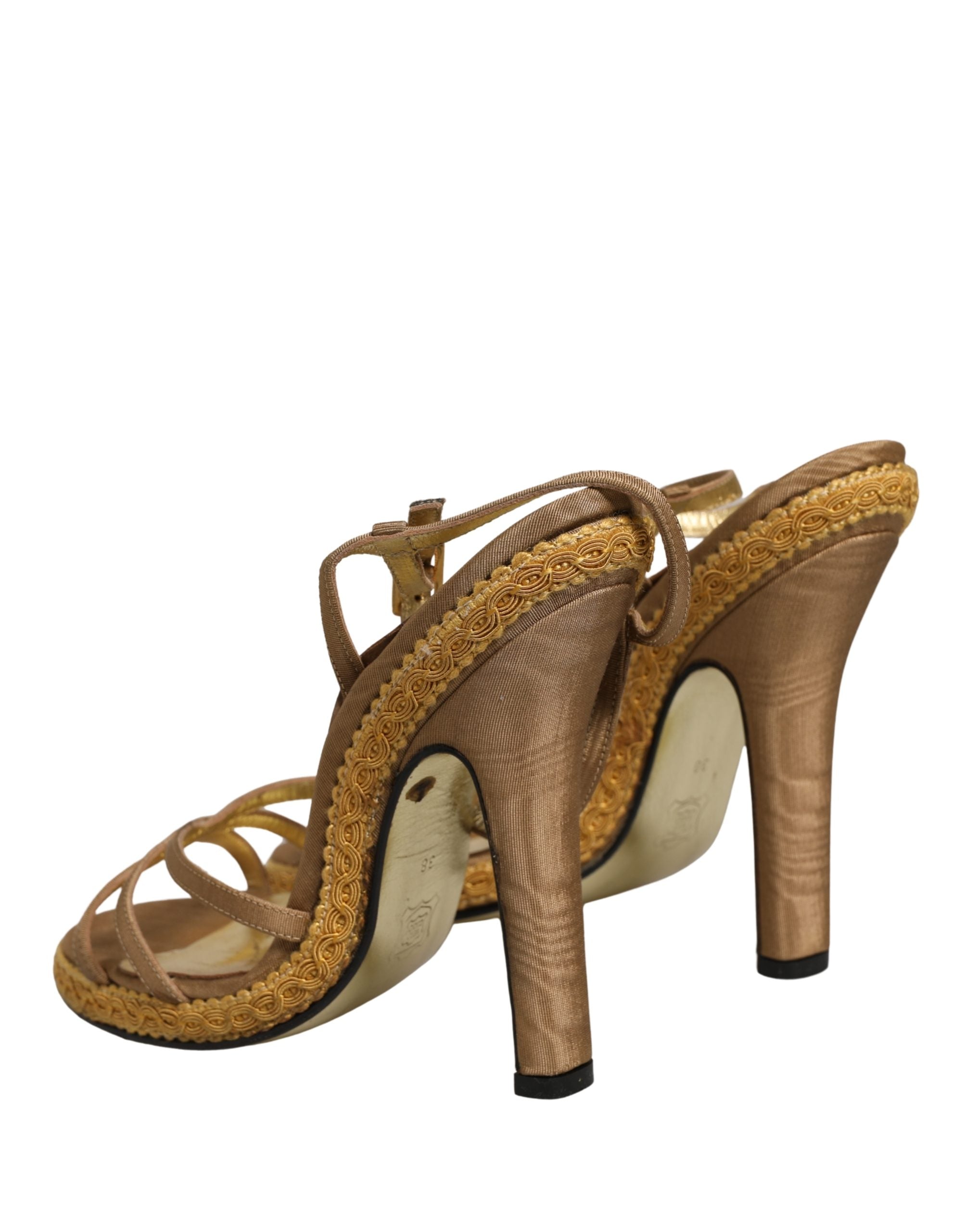 Dolce & Gabbana Brown Braided Ankle Strap Heels Sandals Women's Shoes (Pre-Owned)