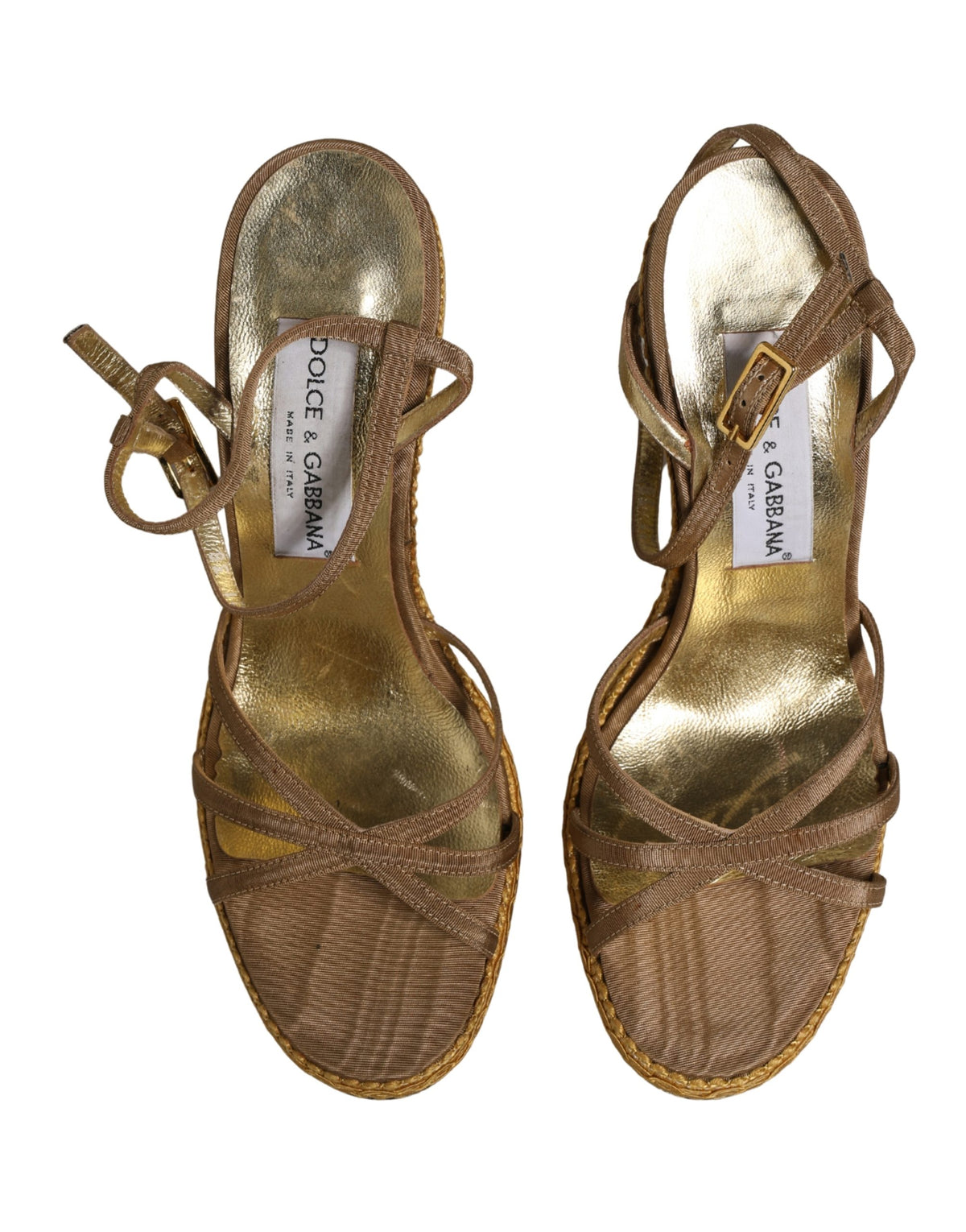 Dolce & Gabbana Brown Braided Ankle Strap Heels Sandals Women's Shoes (Pre-Owned)