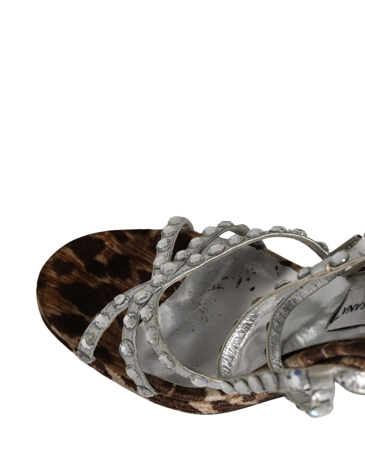 Dolce & Gabbana Brown Leopard Rhinestone StilettoSandals Women's Shoes (Pre-Owned)