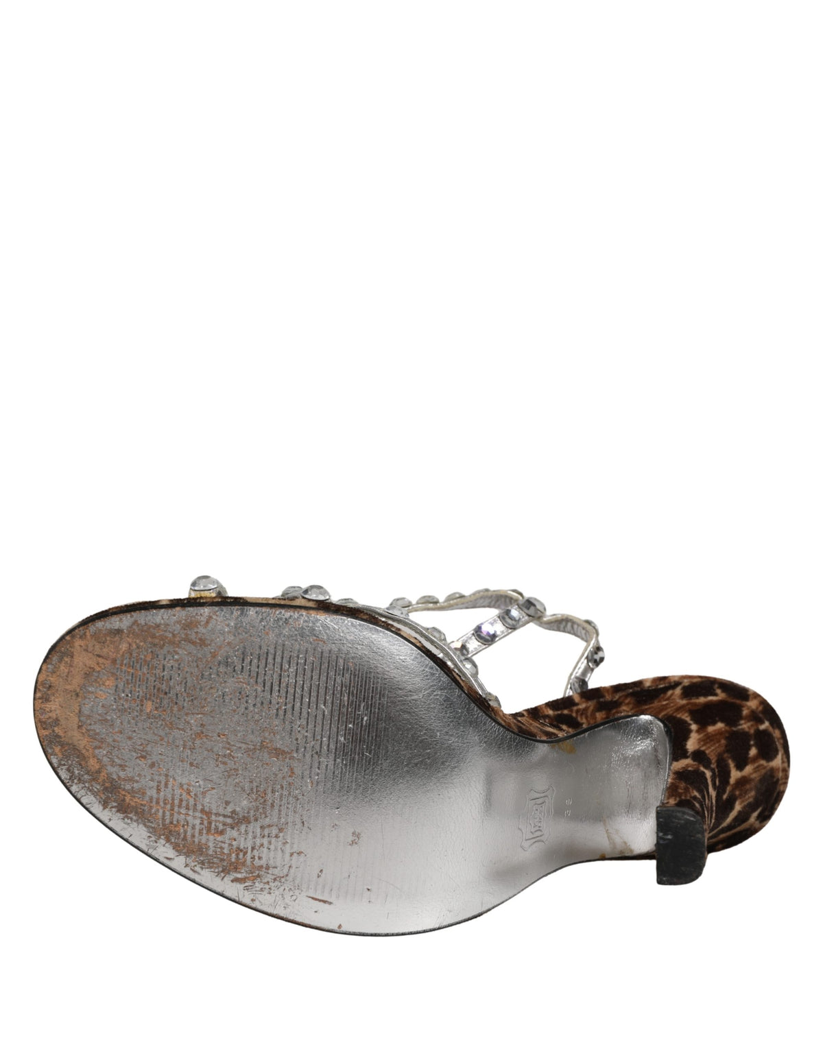 Dolce & Gabbana Brown Leopard Rhinestone StilettoSandals Women's Shoes (Pre-Owned)