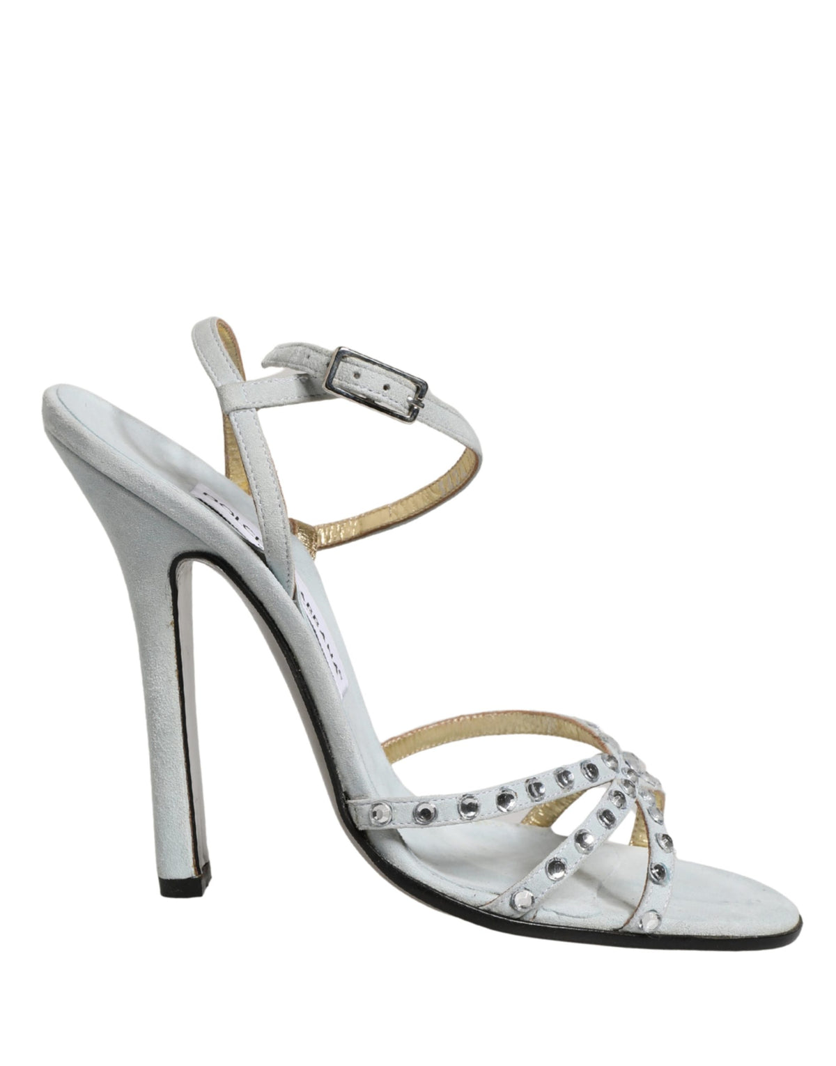 Dolce & Gabbana White Rhinestone High Heeled Sandals Women's Shoes (Pre-Owned)