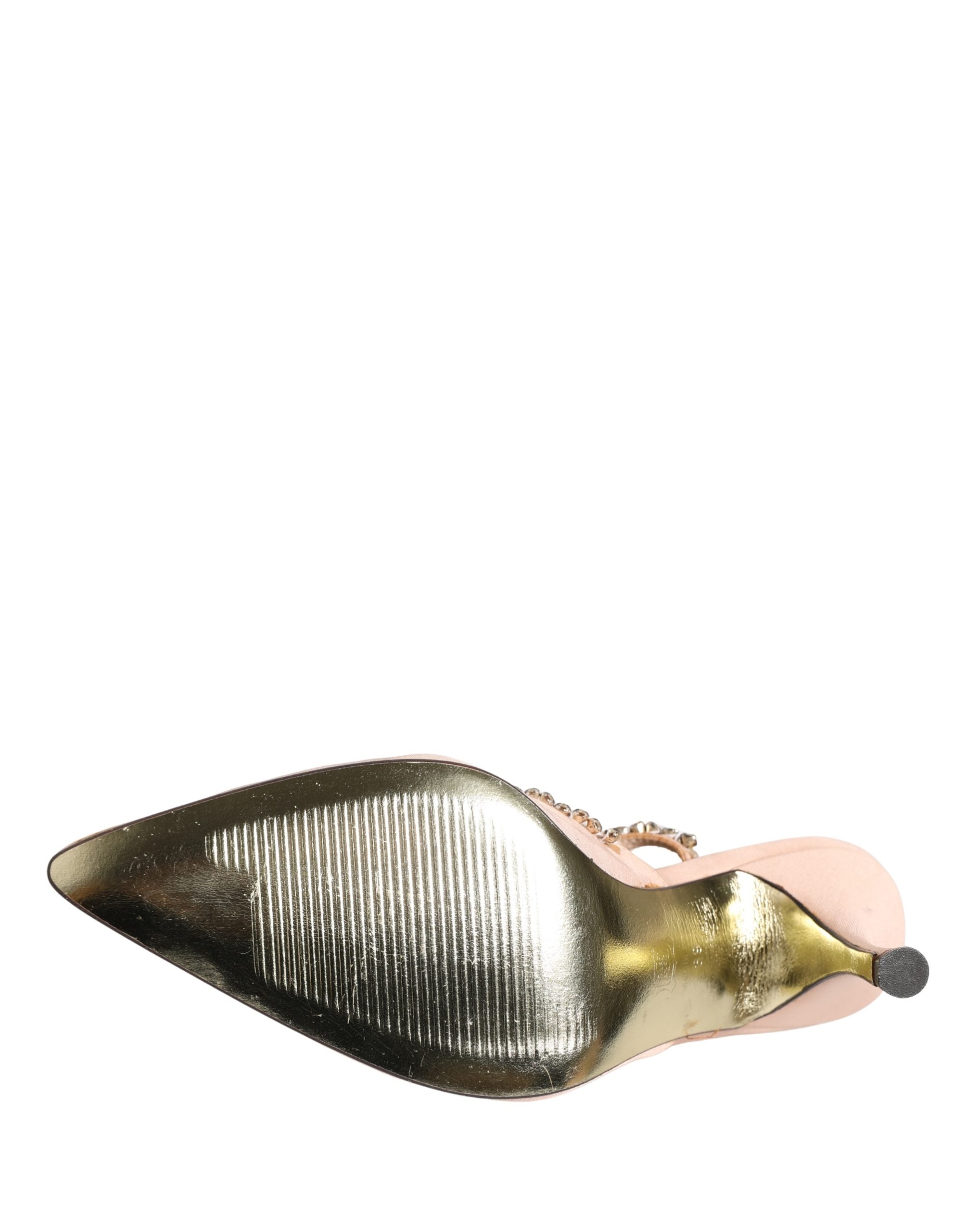 Dolce & Gabbana Beige Crystal Heels Slingbacks Sandals Women's Shoes (Pre-Owned)