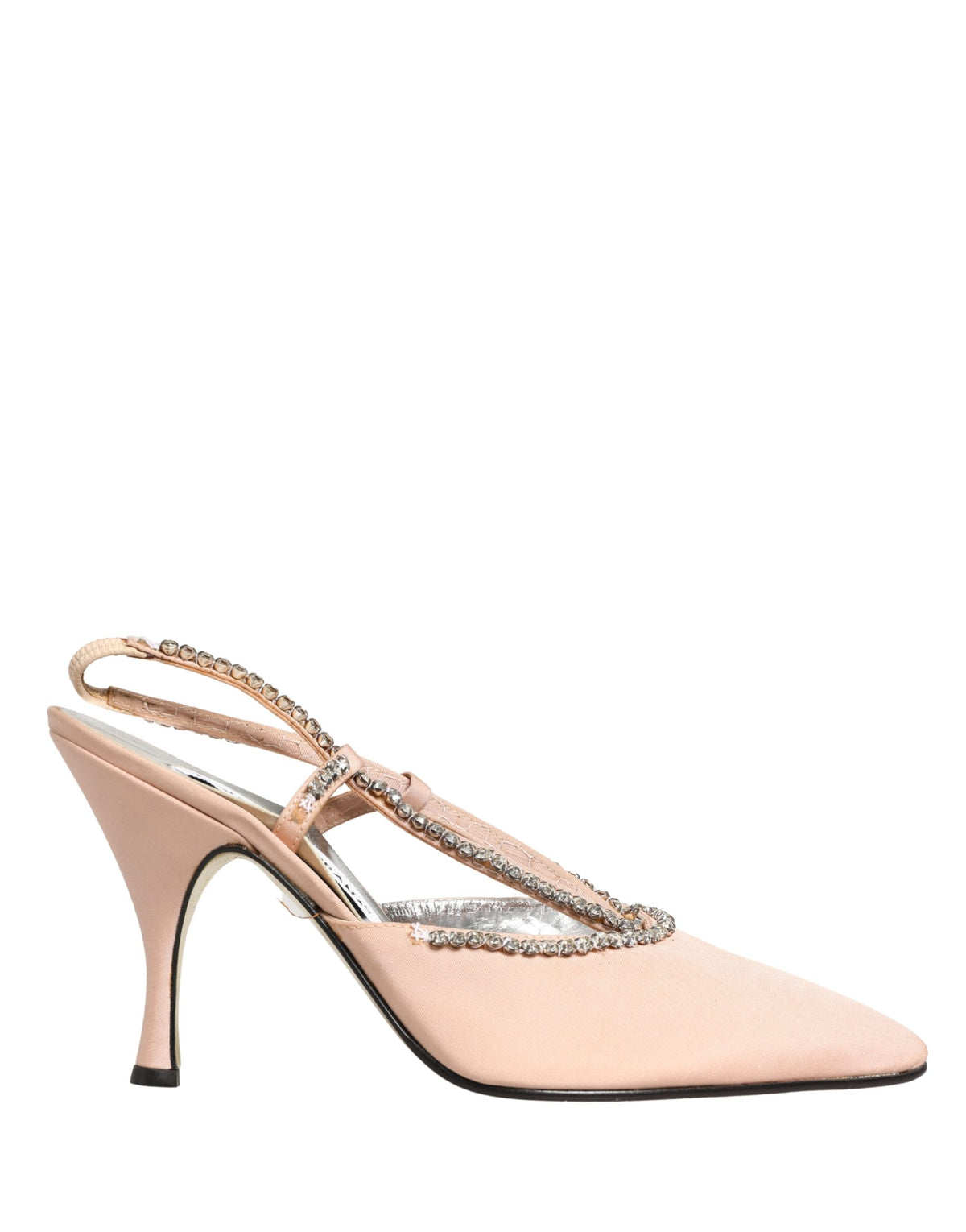 Dolce & Gabbana Beige Crystal Heels Slingbacks Sandals Women's Shoes (Pre-Owned)