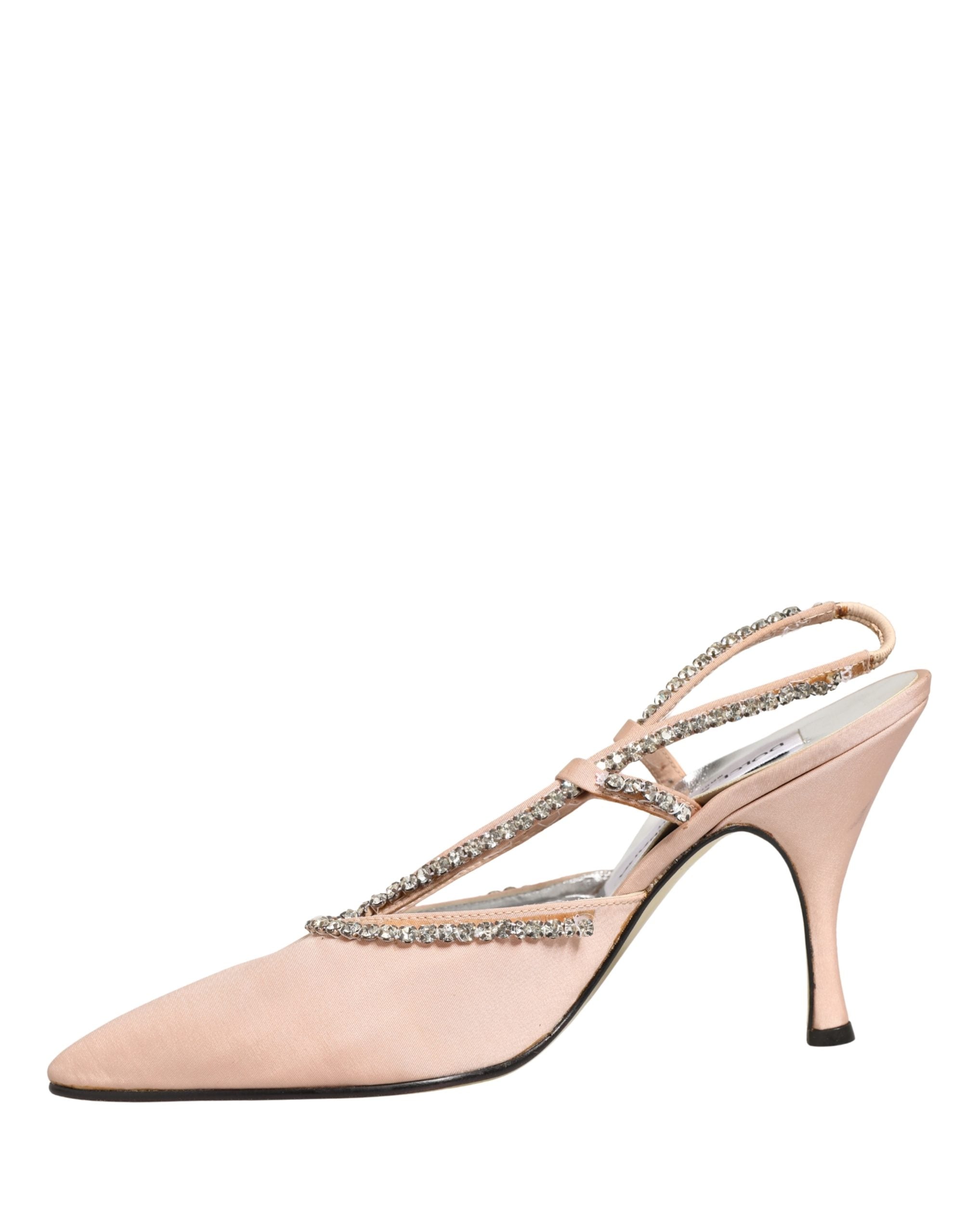 Dolce & Gabbana Beige Crystal Heels Slingbacks Sandals Women's Shoes (Pre-Owned)