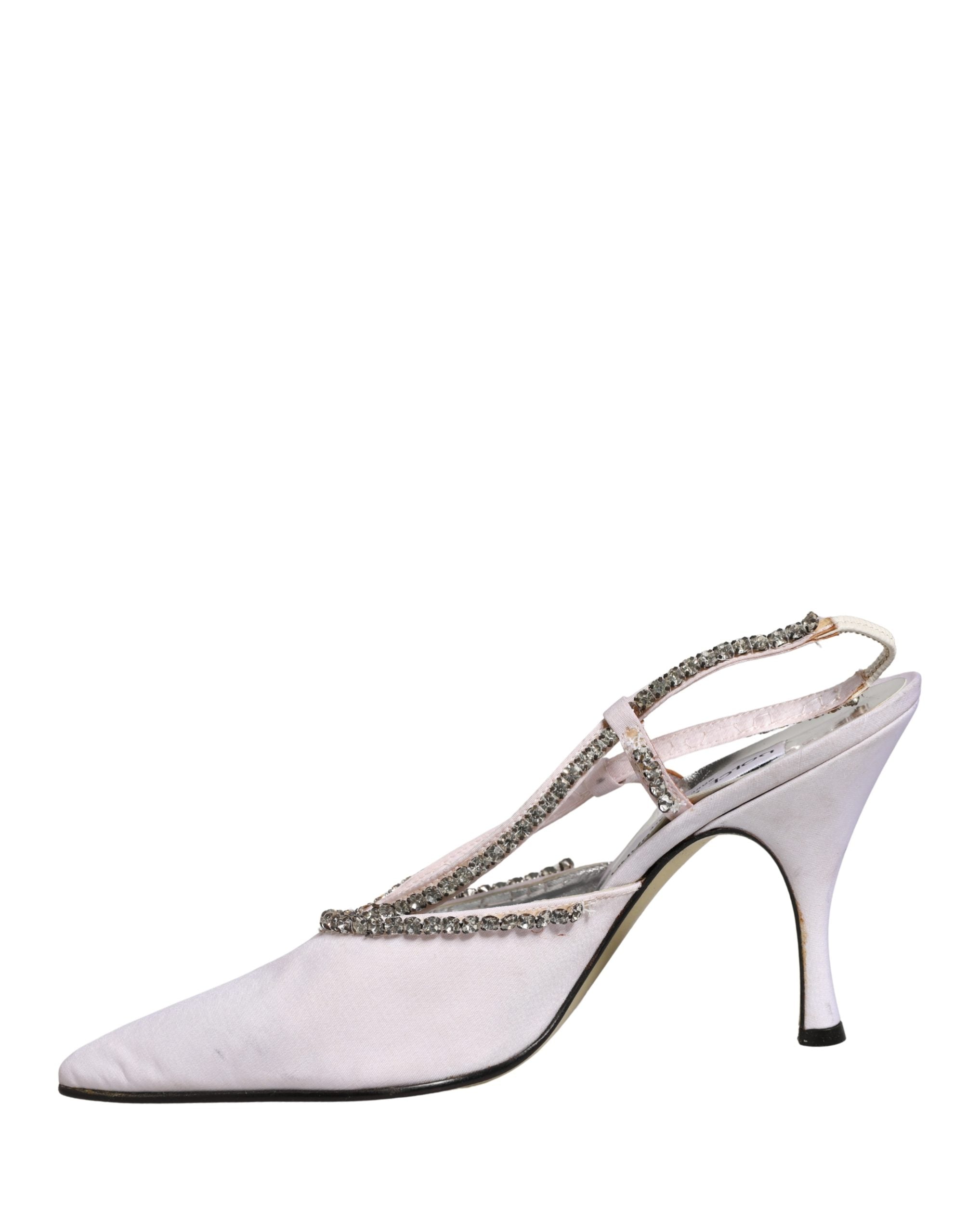 Dolce & Gabbana White Strass Crystal Slingbacks Pumps Women's Shoes (Pre-Owned)