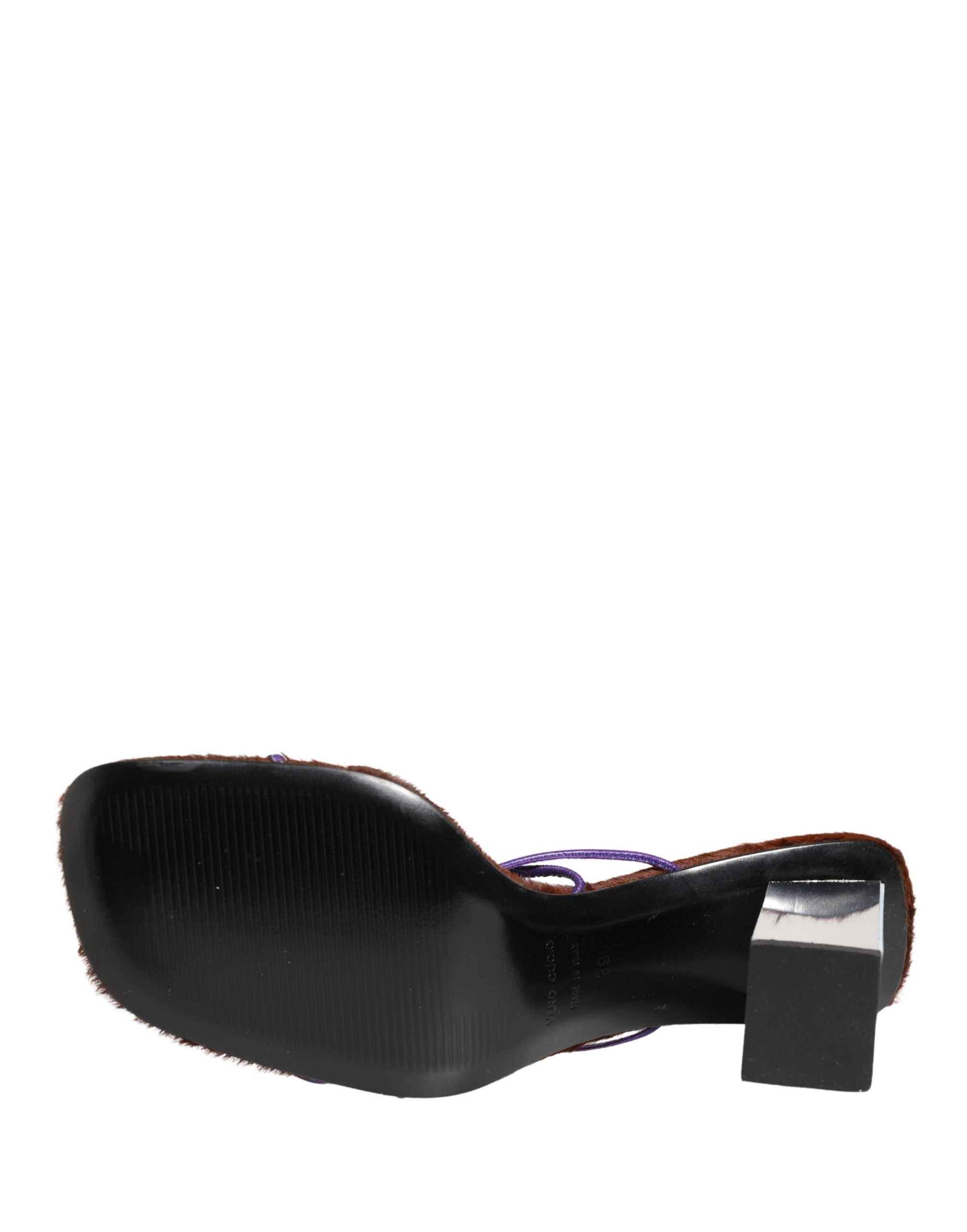 Dolce & Gabbana Silver Block Heels Slip On Sandals Women's Shoes