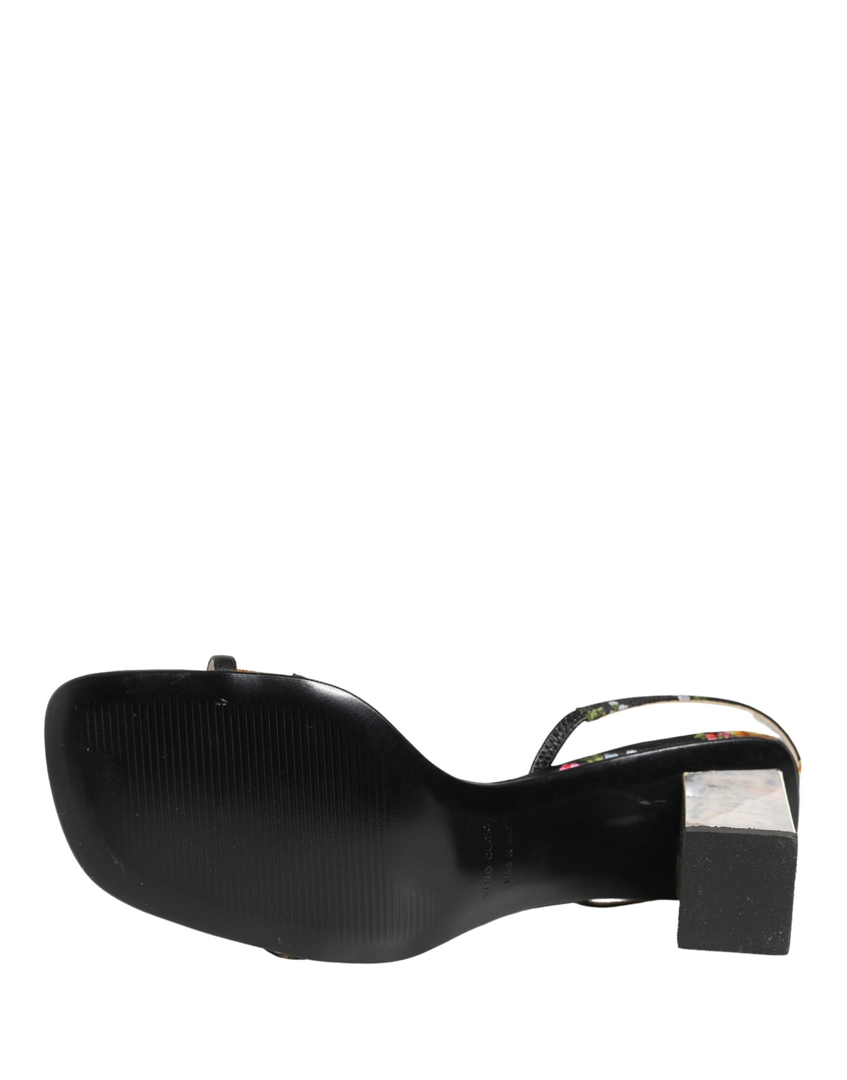 Dolce & Gabbana Black Silver Floral Block Heels Sandals Women's Shoes (Pre-Owned)