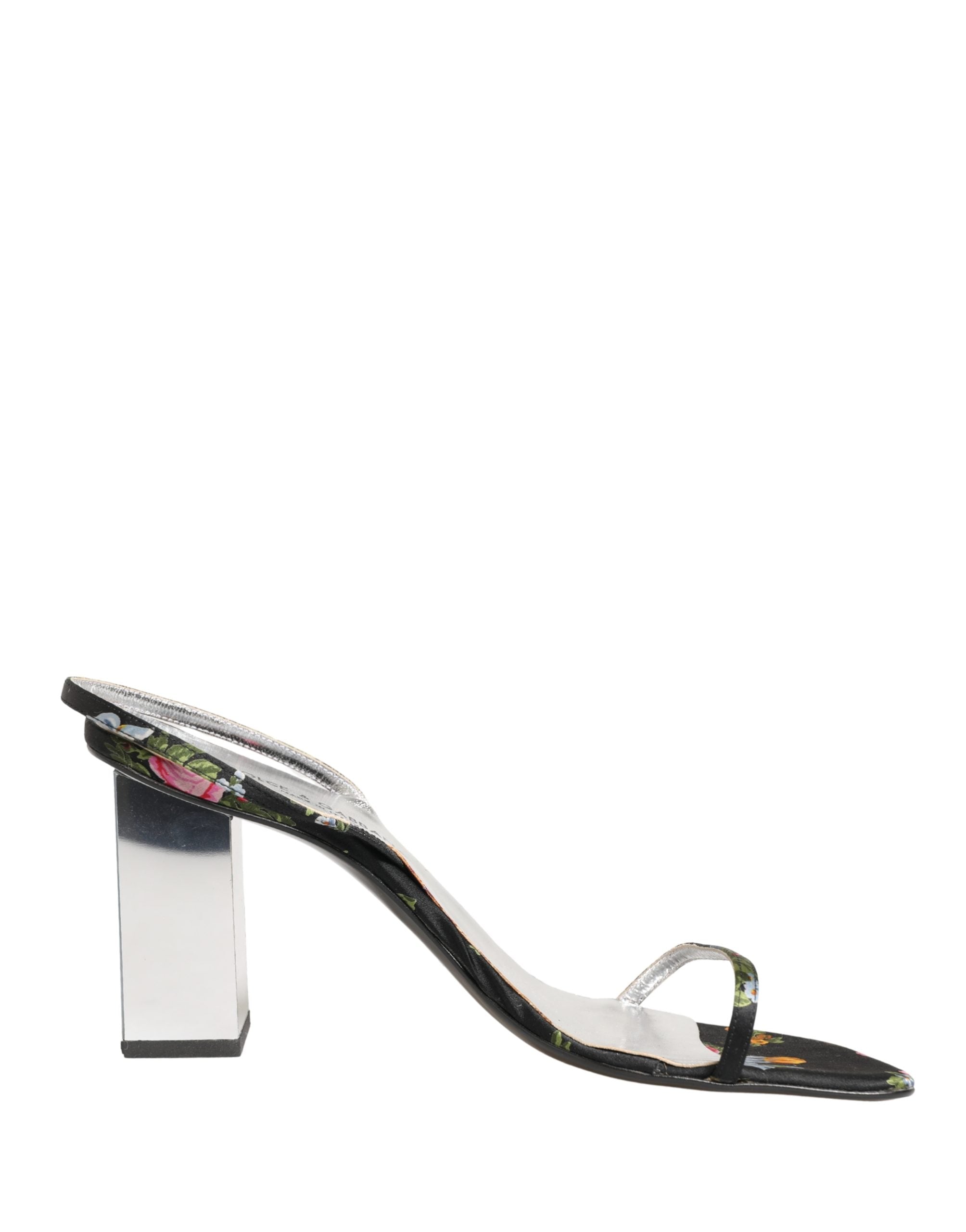 Dolce & Gabbana Black Silver Floral Block Heels Sandals Women's Shoes (Pre-Owned)
