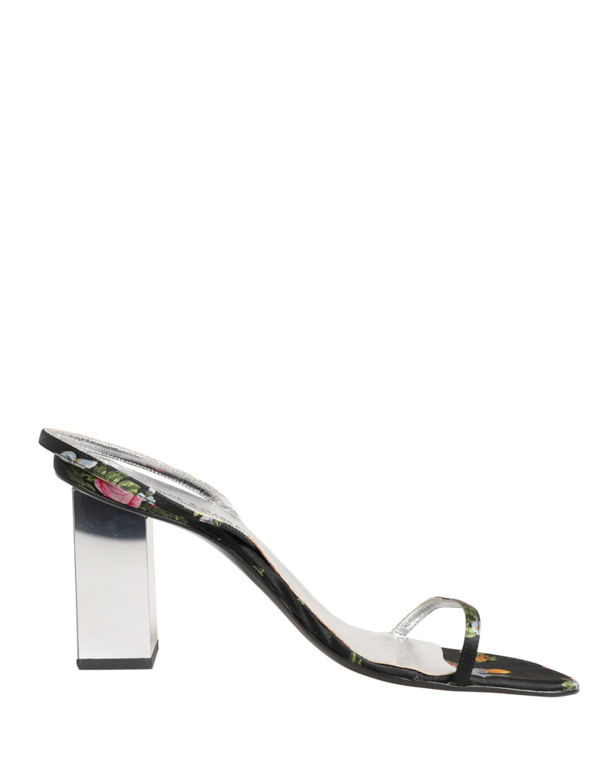 Dolce & Gabbana Black Silver Floral Block Heels Sandals Women's Shoes (Pre-Owned)