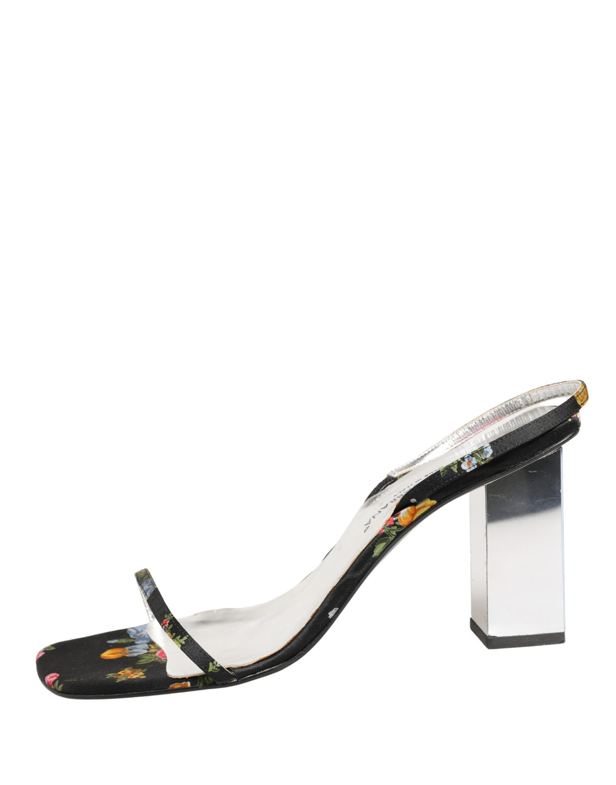 Dolce & Gabbana Black Silver Floral Block Heels Sandals Women's Shoes (Pre-Owned)