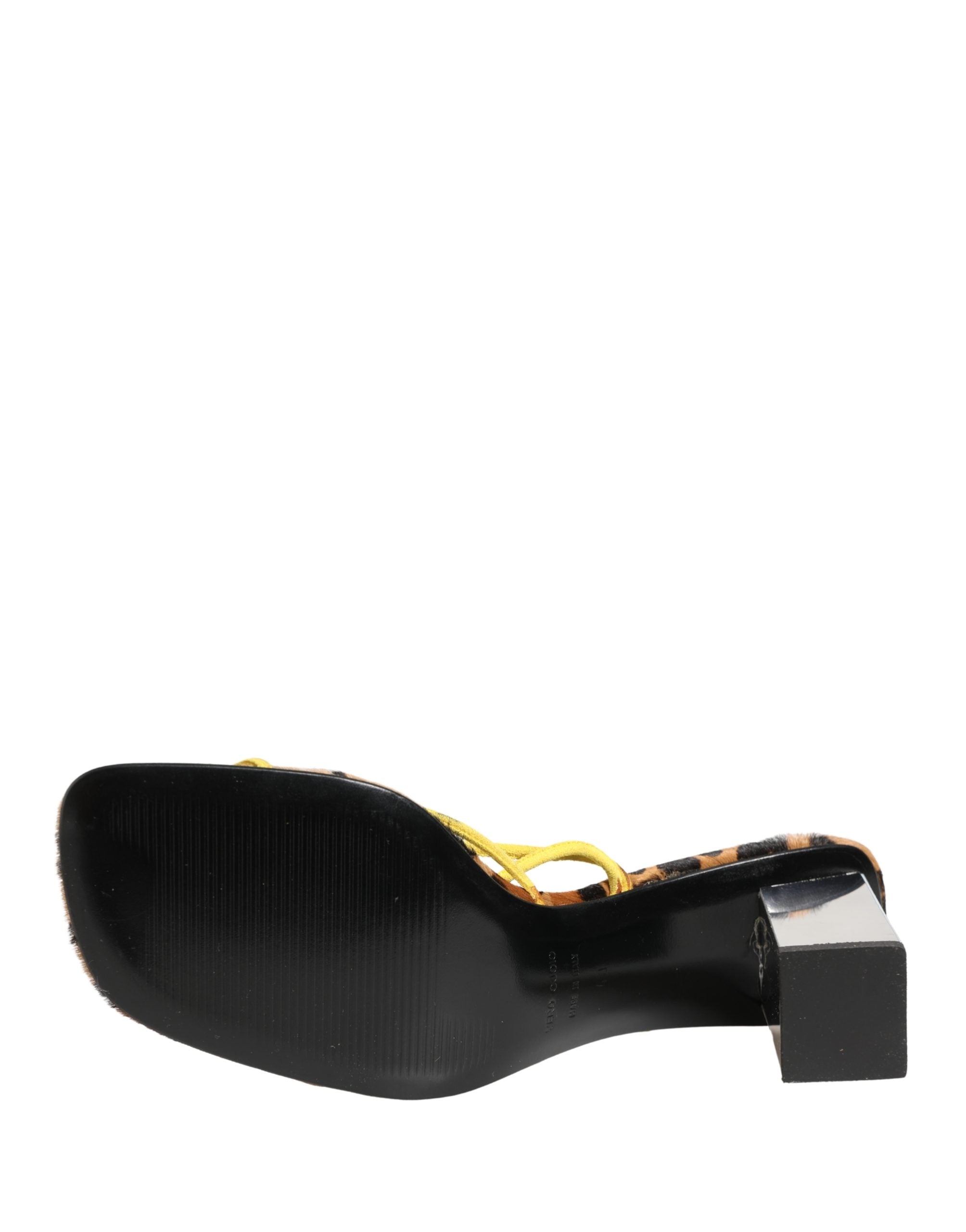 Dolce & Gabbana Multicolor Leather Block Heels Sandals Women's Shoes