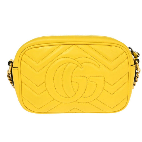 Gucci Marmont Yellow Leather Shoulder Bag (Pre-Owned)